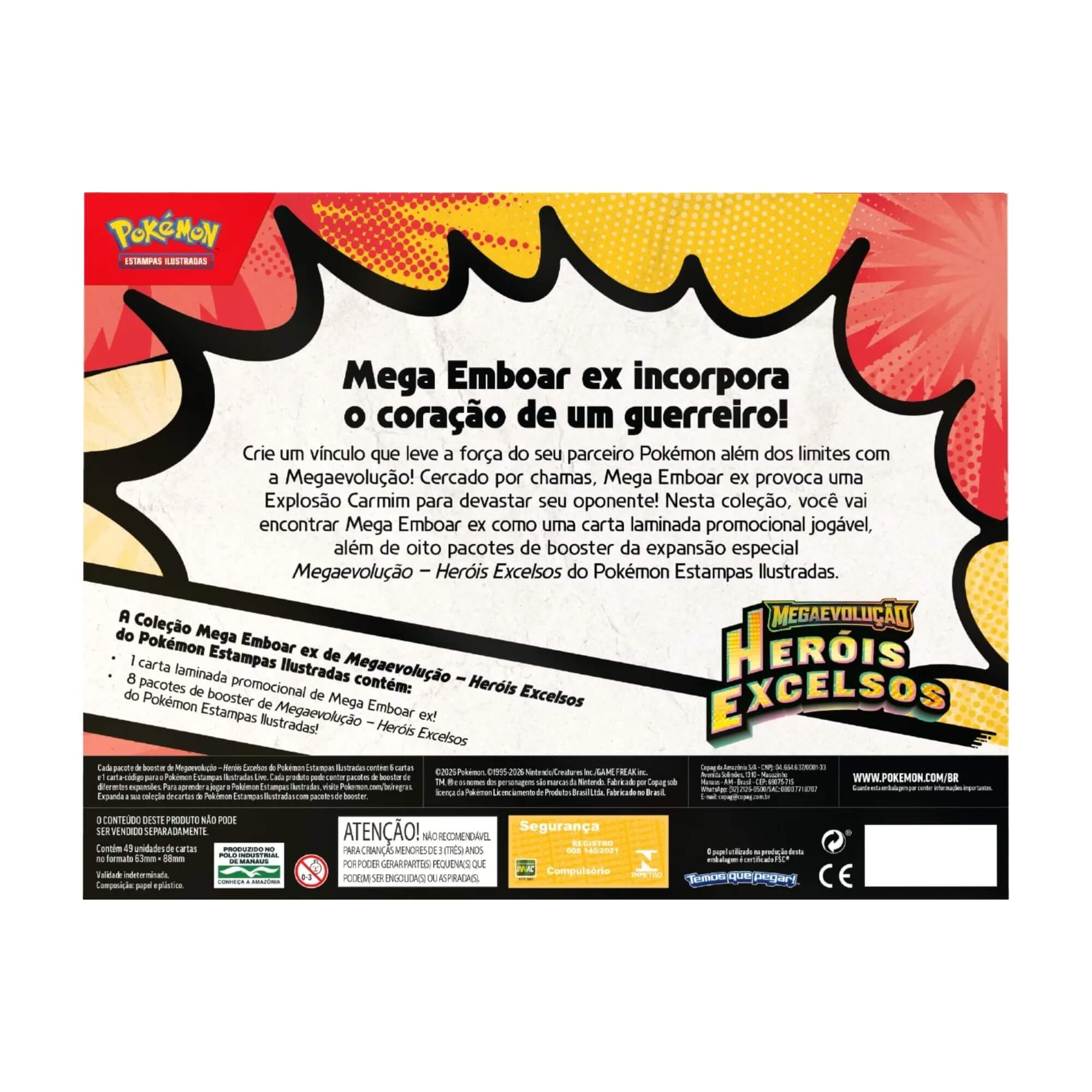 3 Box Pokemon ME02.5 Coleção Mega Meganium EX, Mega Emboar EX e Mega Feraligatr EX Copag - 36657