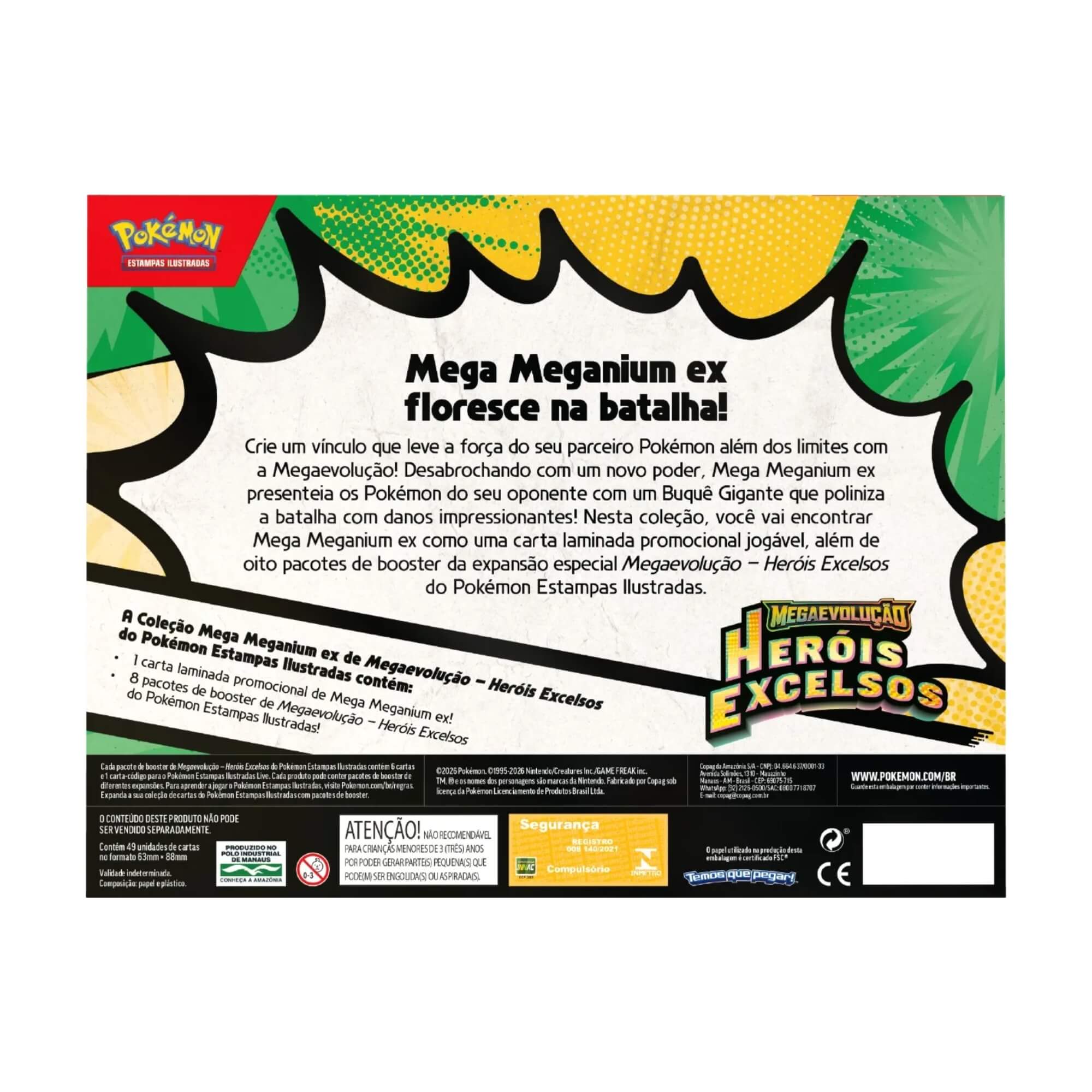 3 Box Pokemon ME02.5 Coleção Mega Meganium EX, Mega Emboar EX e Mega Feraligatr EX Copag - 36657