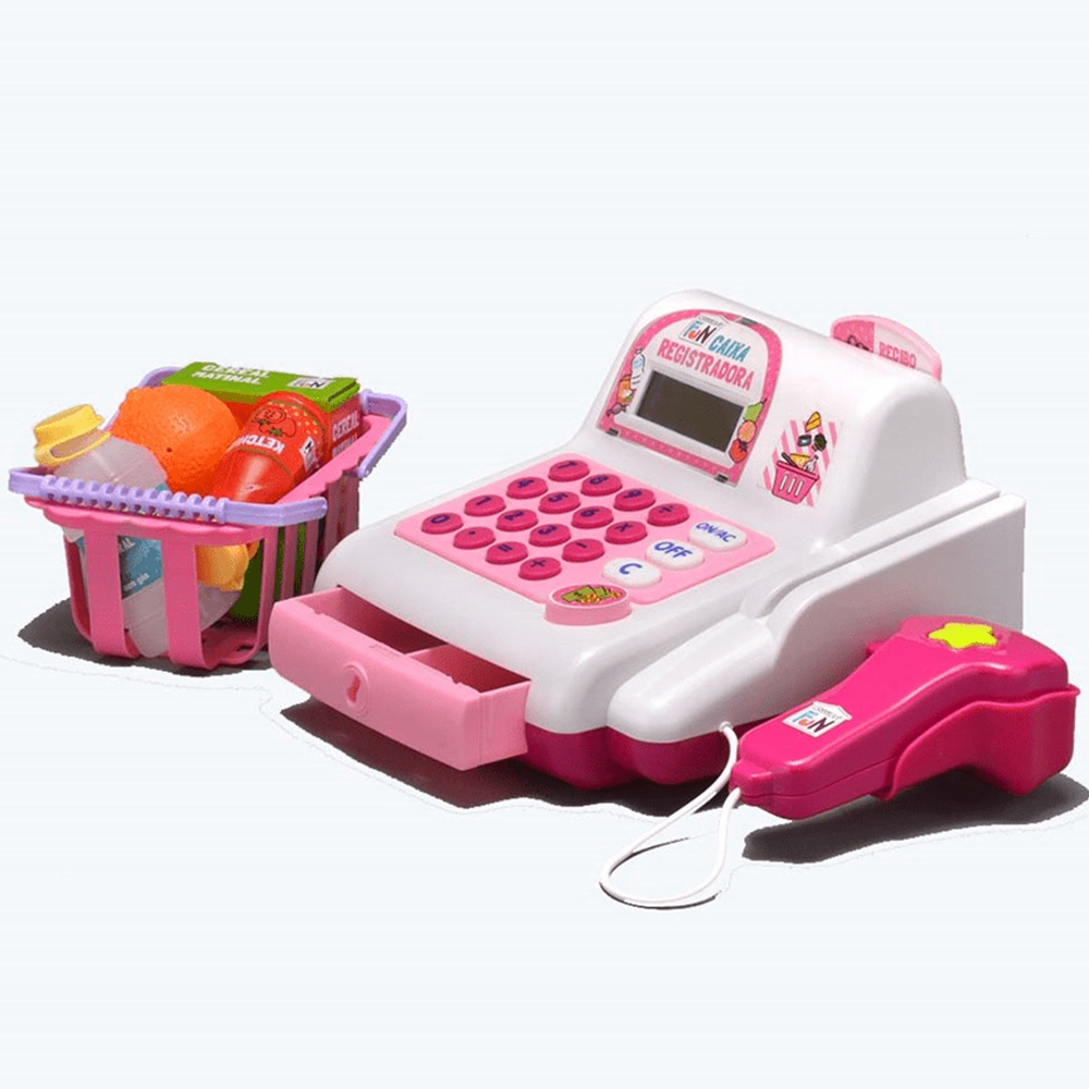Brinquedo Caixa Registradora Creative Fun Rosa Com Acessórios e Mini Alimentos Multikids - BR387