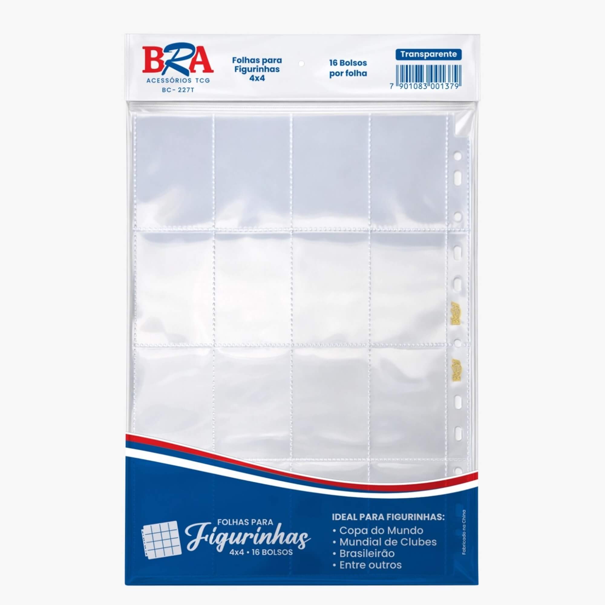 Folha para Pasta Figurinhas 4x4 Transparente - 20 Unidades BRA - BC-227T