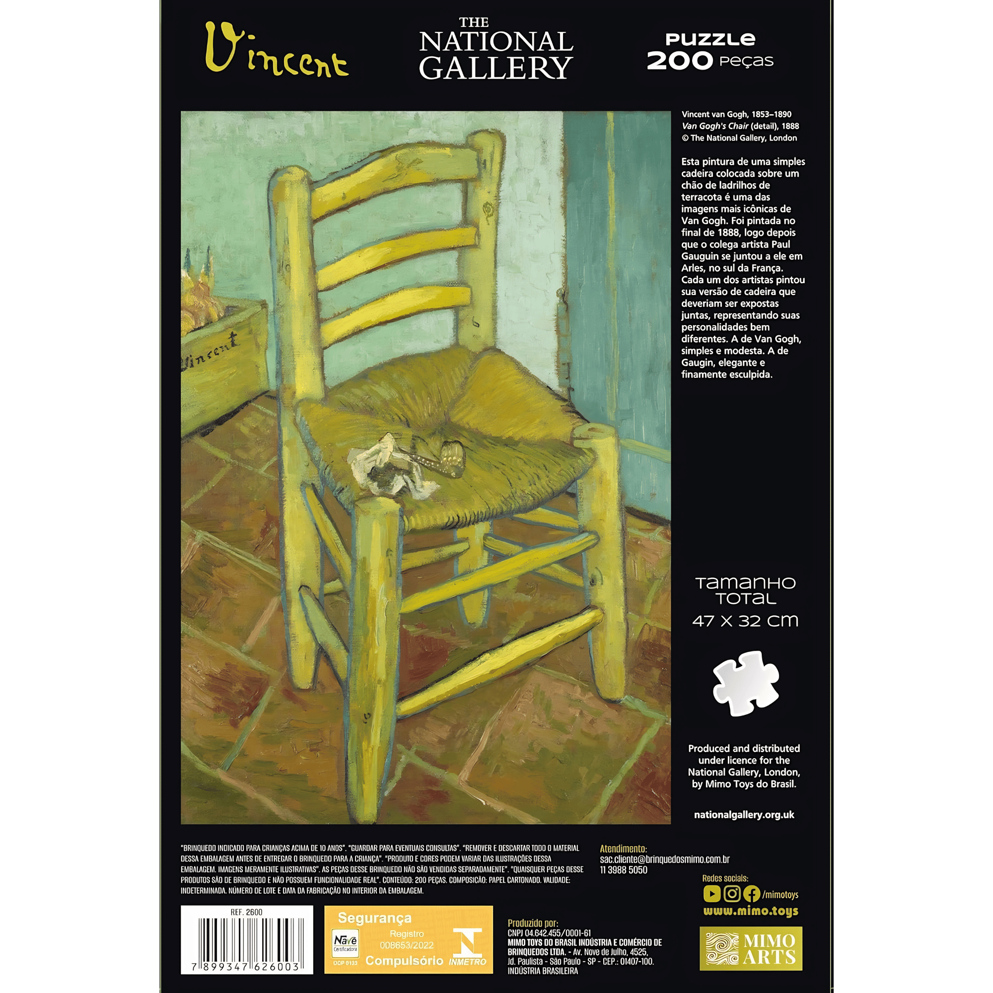 Quebra Cabeça 200 Peças A Cadeira - Van Gogh Mimo Toys 2600