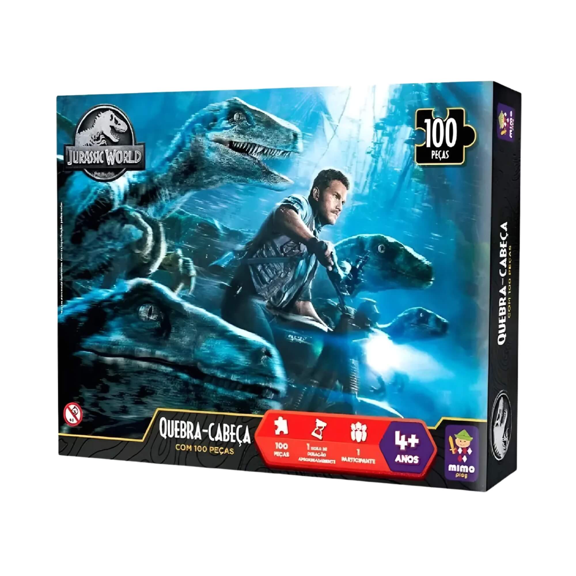 Quebra-Cabeça Blue e Irmãos Jurassic World c/ 100 Peças Mimo Toys - 2065