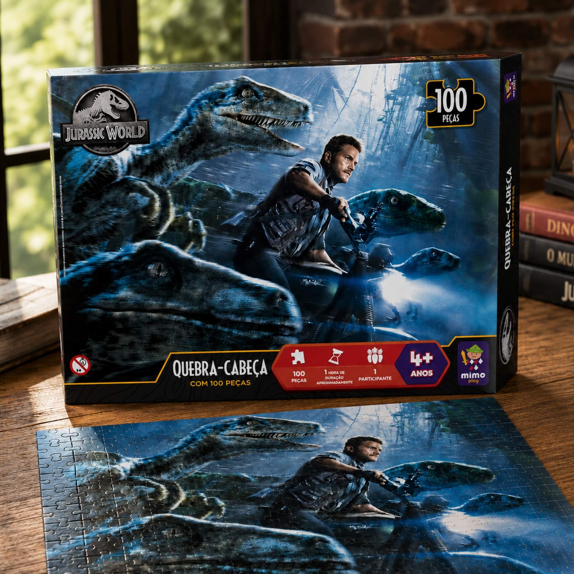 Quebra-Cabeça Blue e Irmãos Jurassic World c/ 100 Peças Mimo Toys - 2065