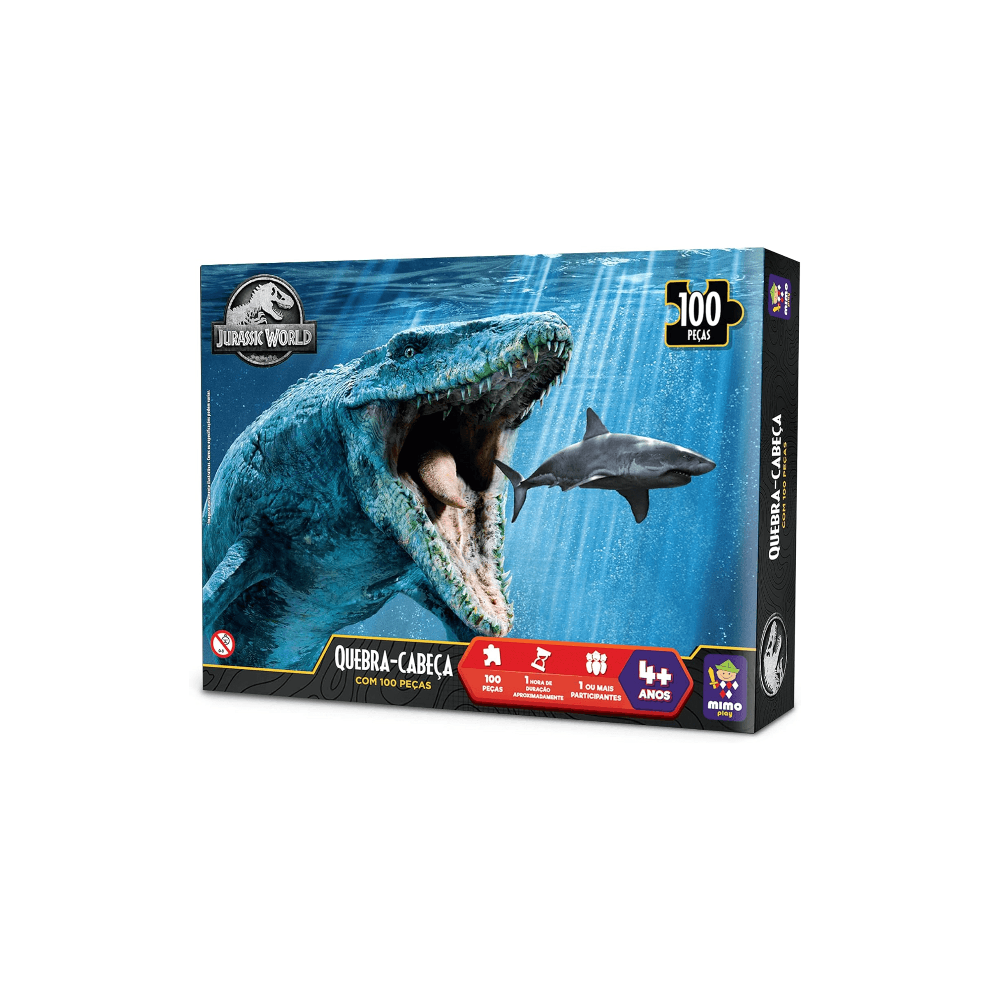 Quebra Cabeça 100 Peças Mosassauro Gigante do Mar Mimo Toys 2066