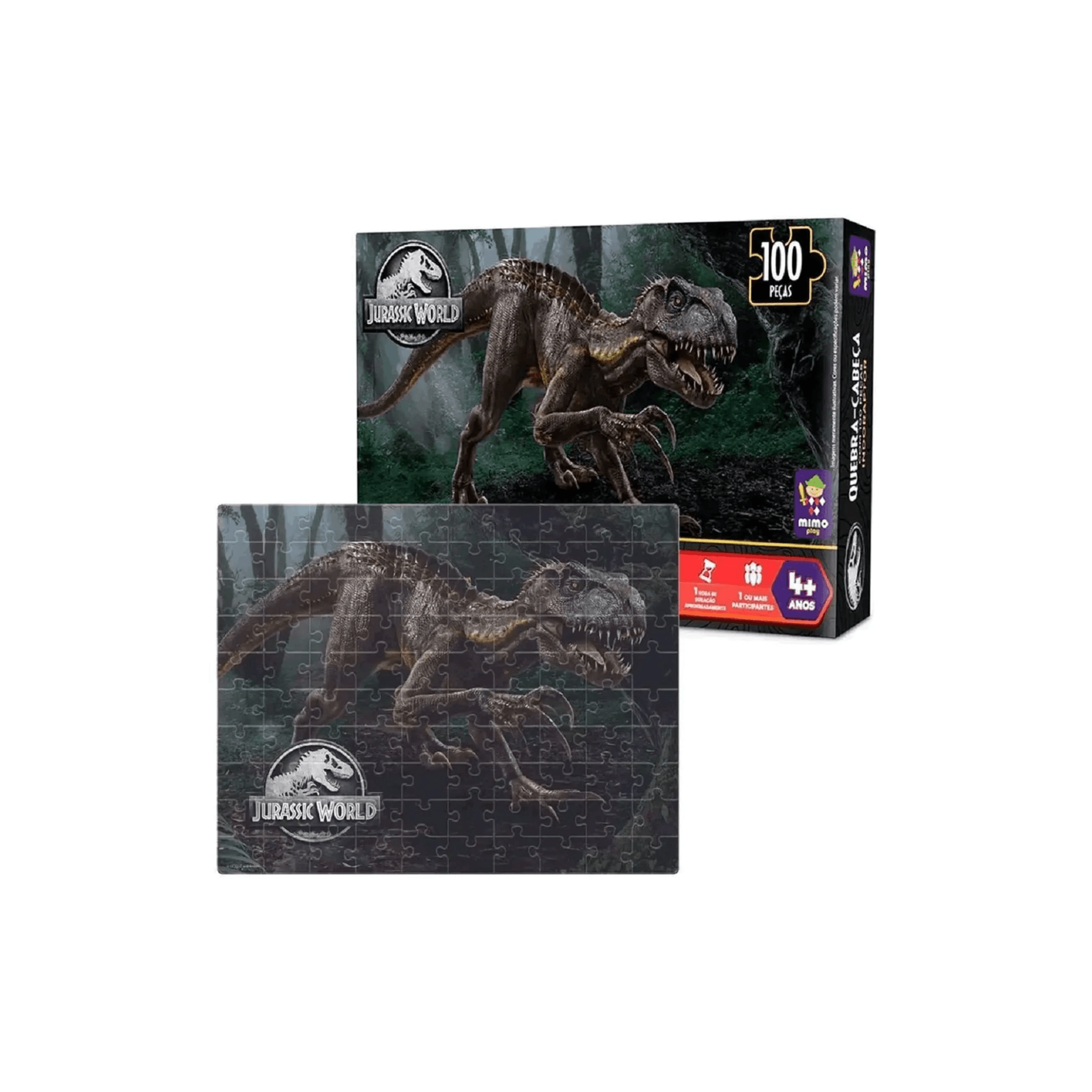 Quebra Cabeça 100 Peças Black Indoraptor Mimo Toys 2068