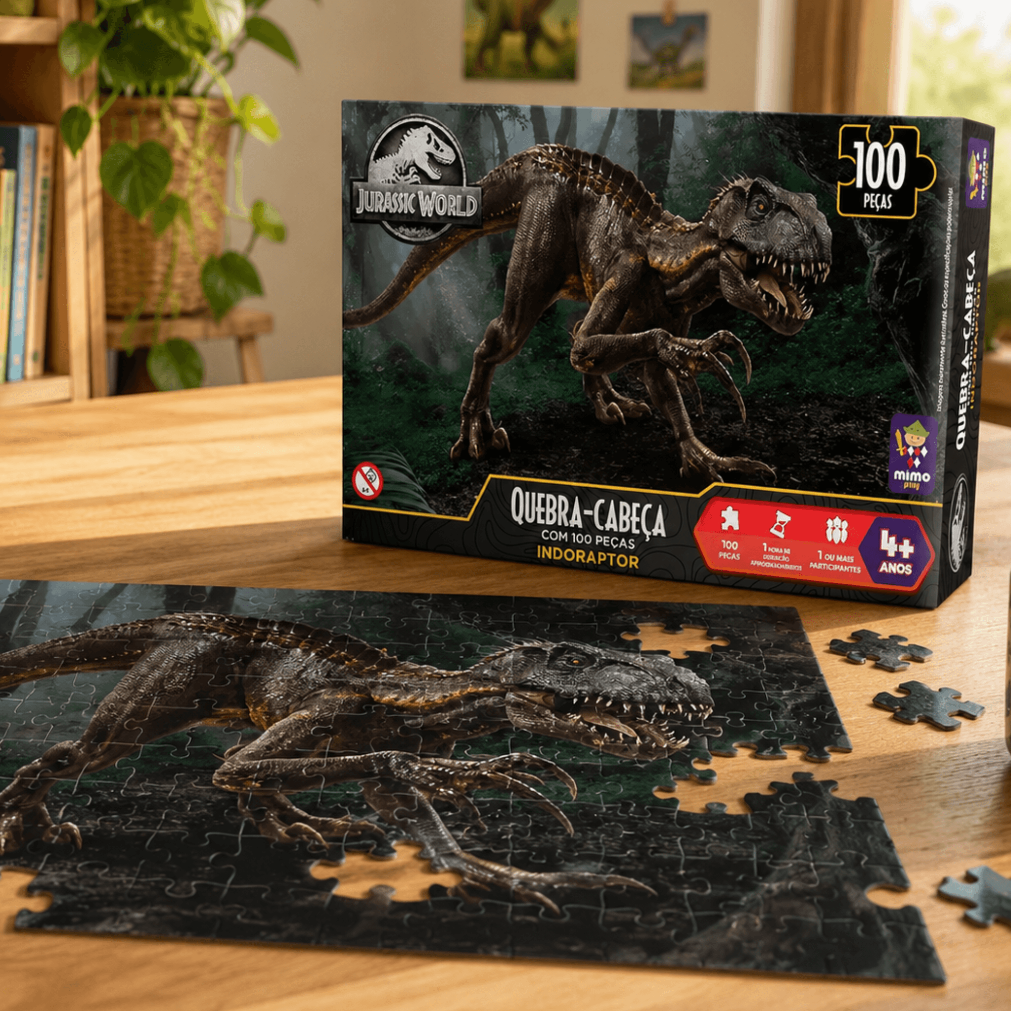 Quebra Cabeça 100 Peças Black Indoraptor Mimo Toys 2068