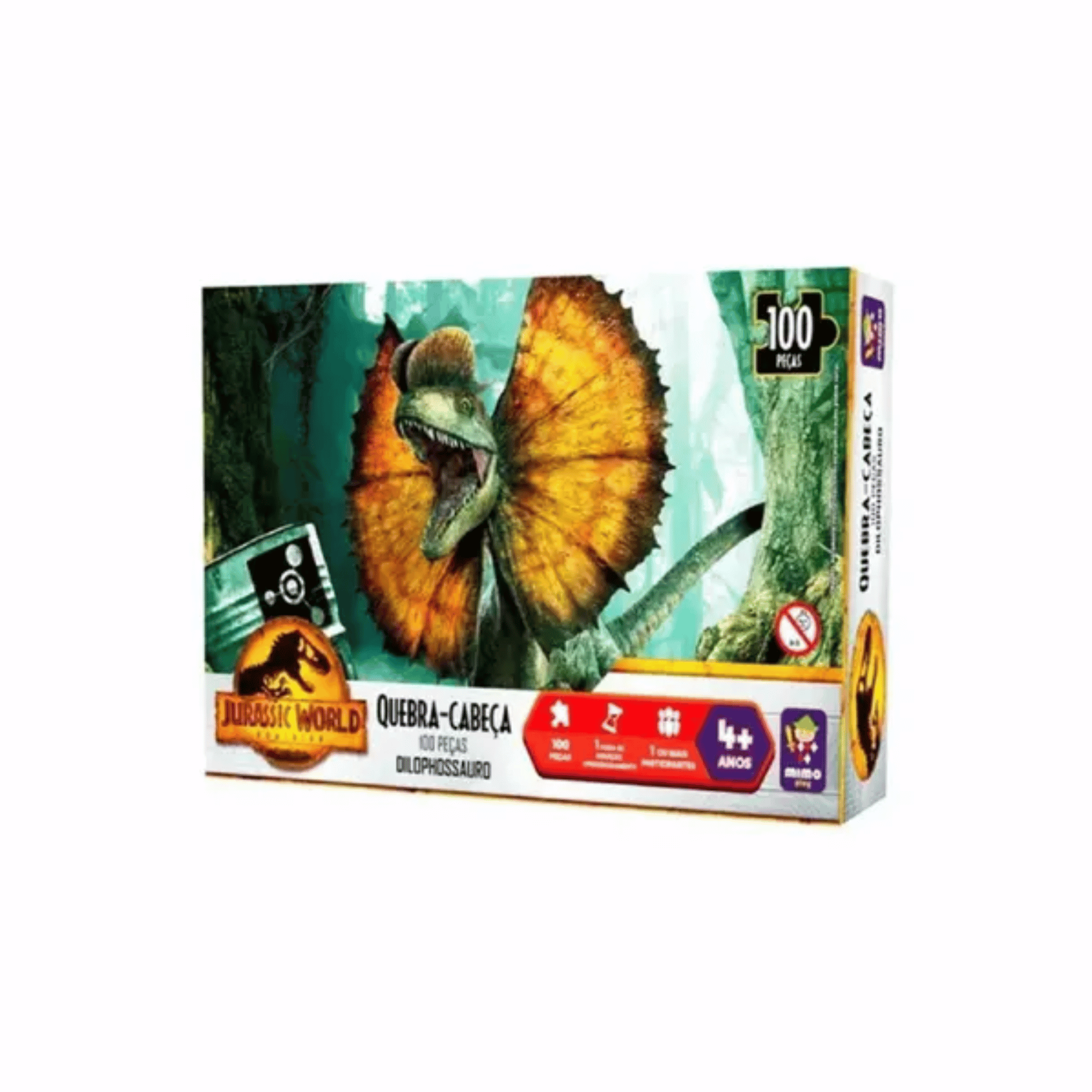 Quebra Cabeça 100 Peças Dilophossauro Jurassic Mimo Toys 2086