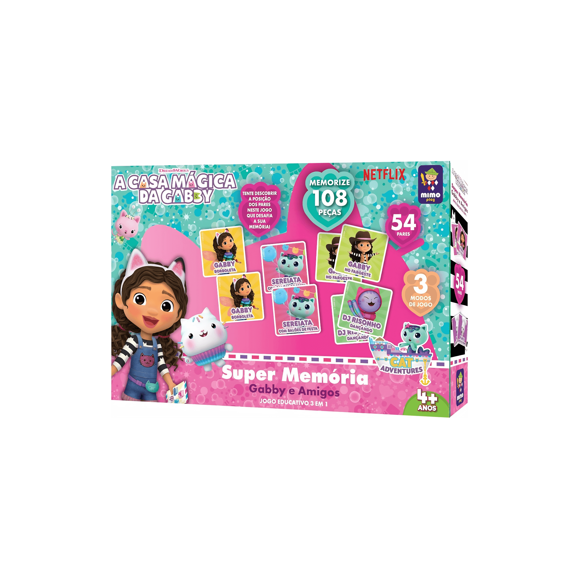 Jogo Super Memoria 3 em 1 Gabby Mimo Toys 2152