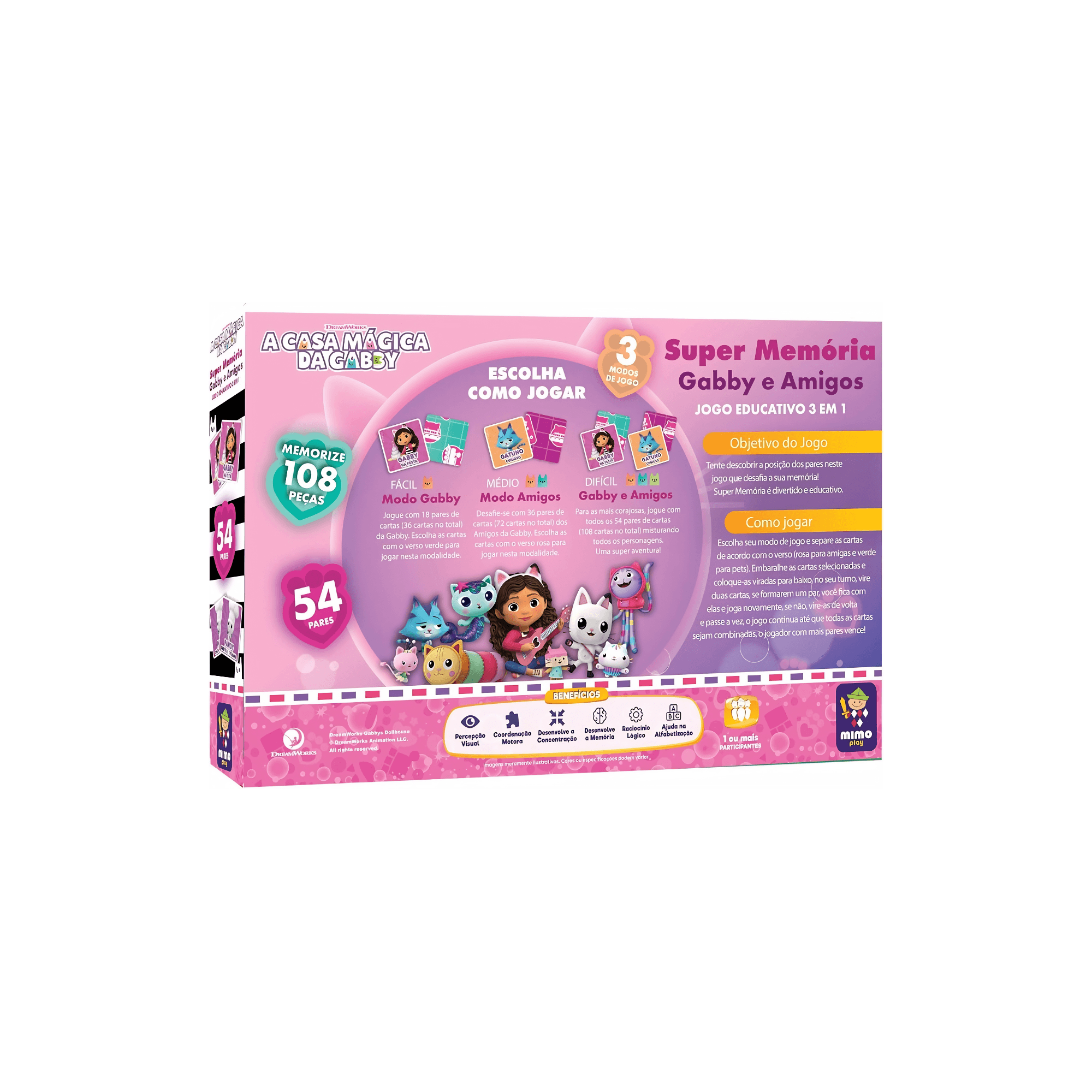 Jogo Super Memoria 3 em 1 Gabby Mimo Toys 2152