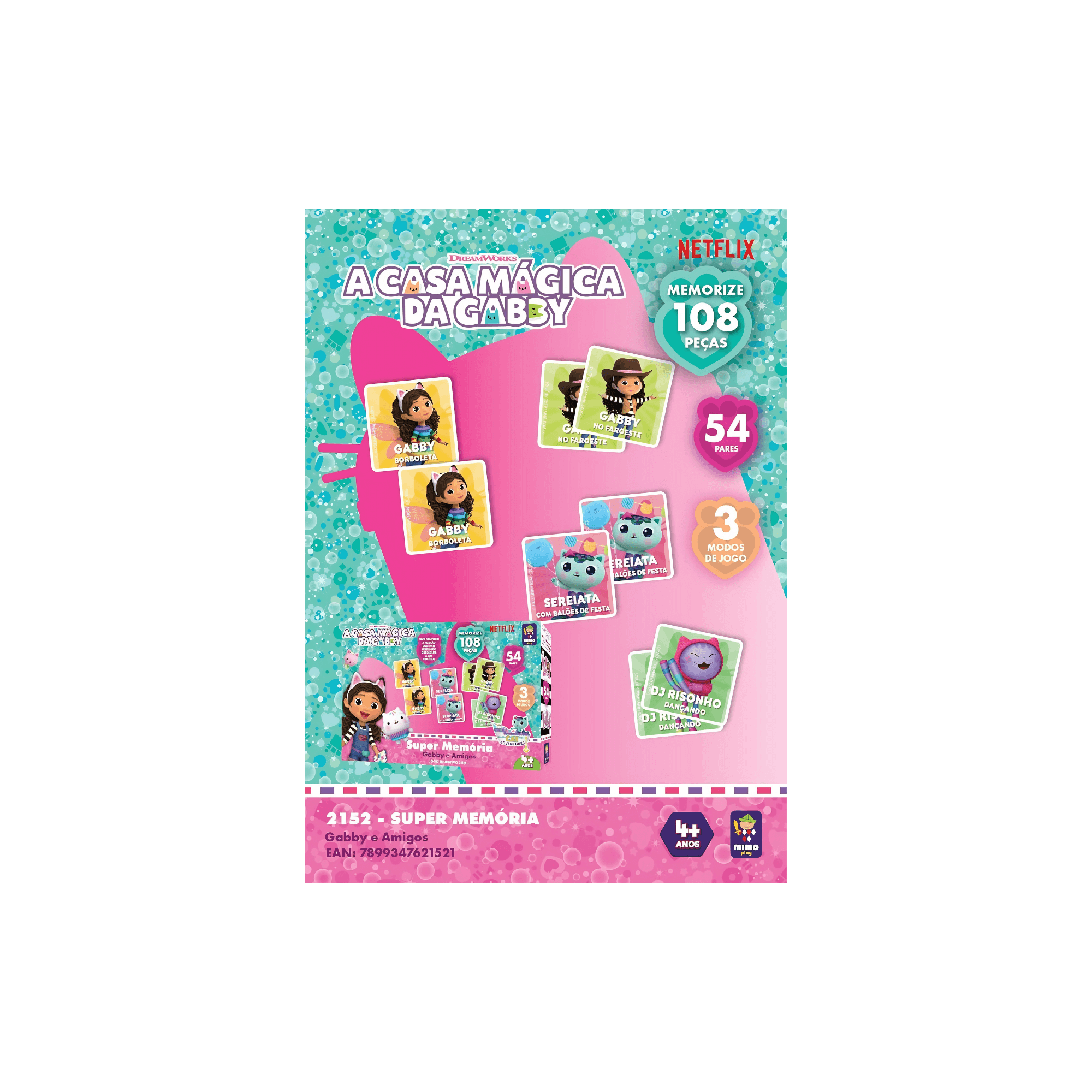 Jogo Super Memoria 3 em 1 Gabby Mimo Toys 2152