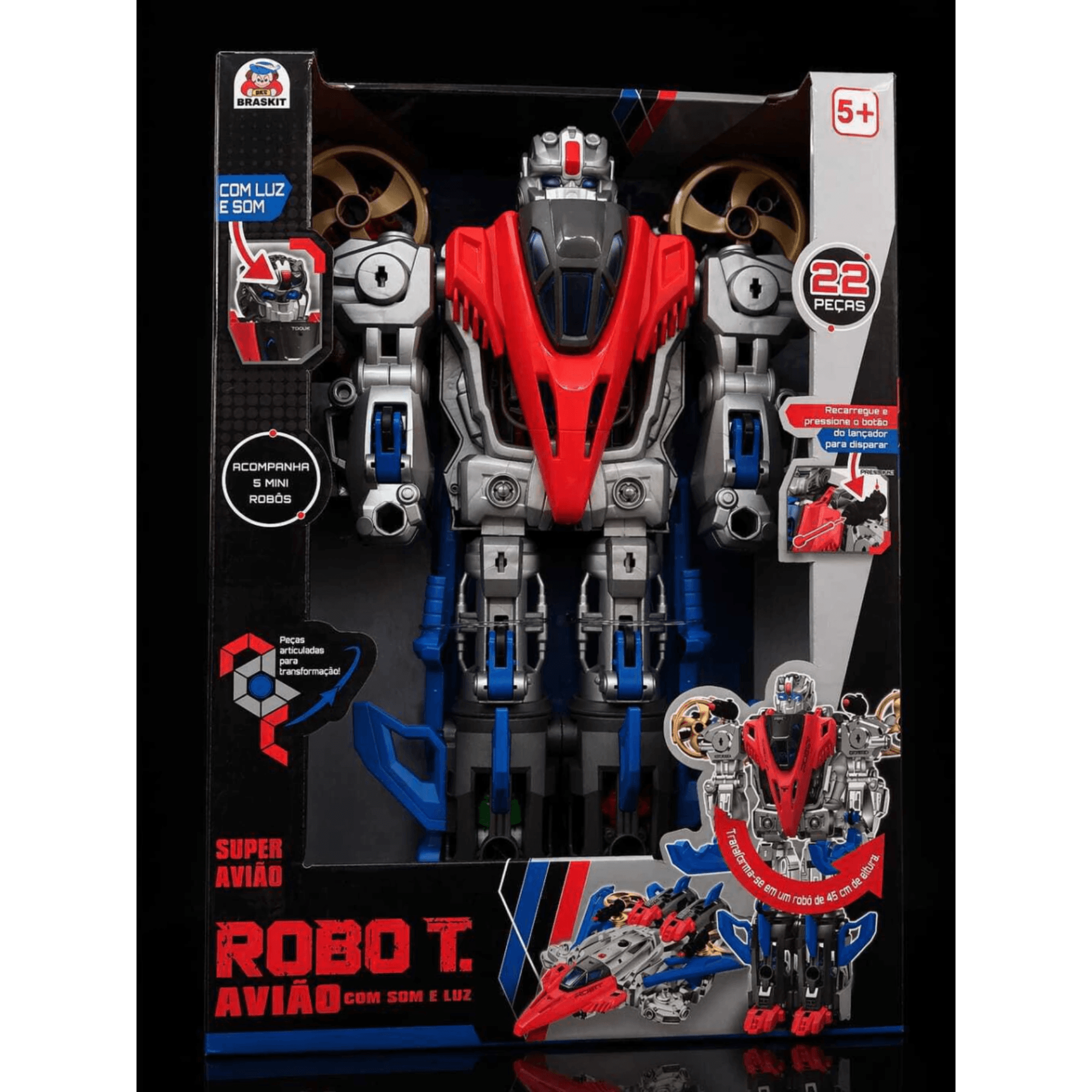 Robô T Super Avião Transformável Luz Som - Braskit 3401