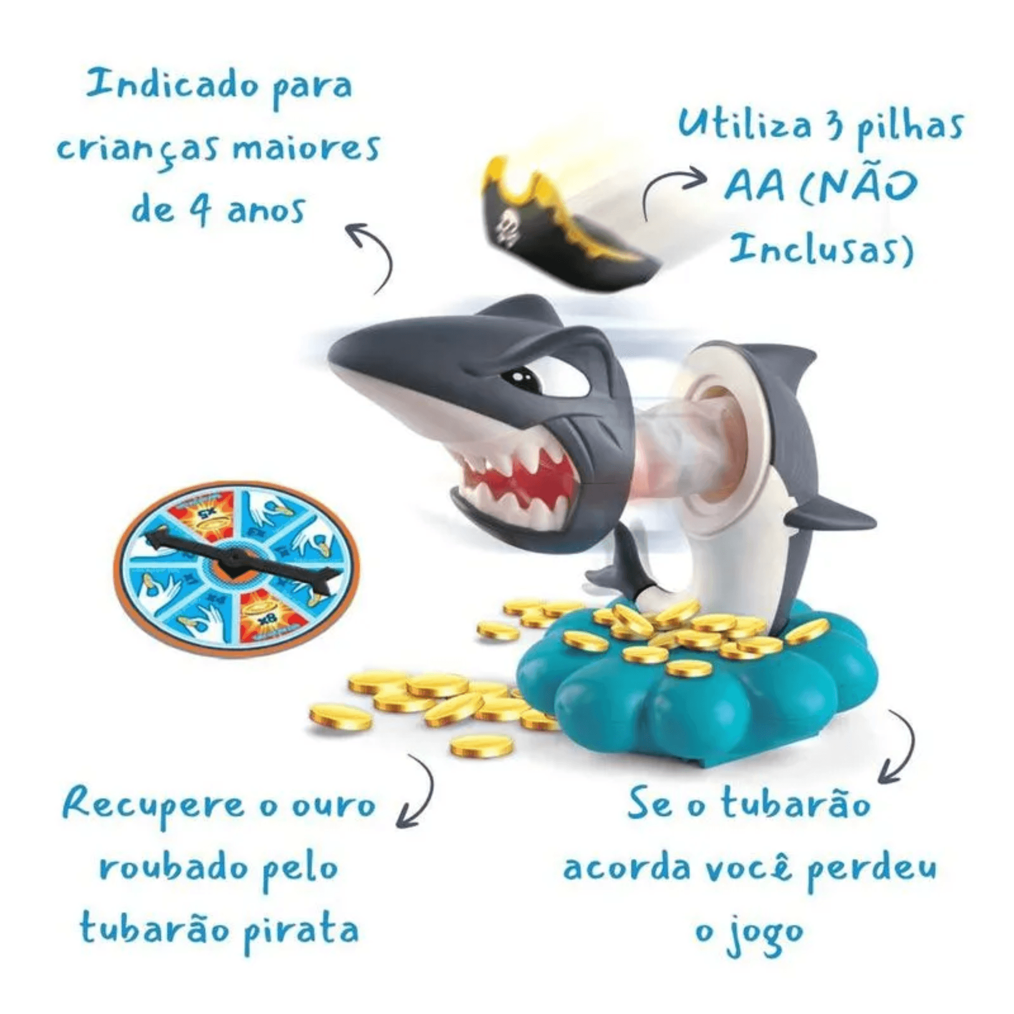Jogo Tubarão Pirata Shark Game Infantil - Braskit 2406