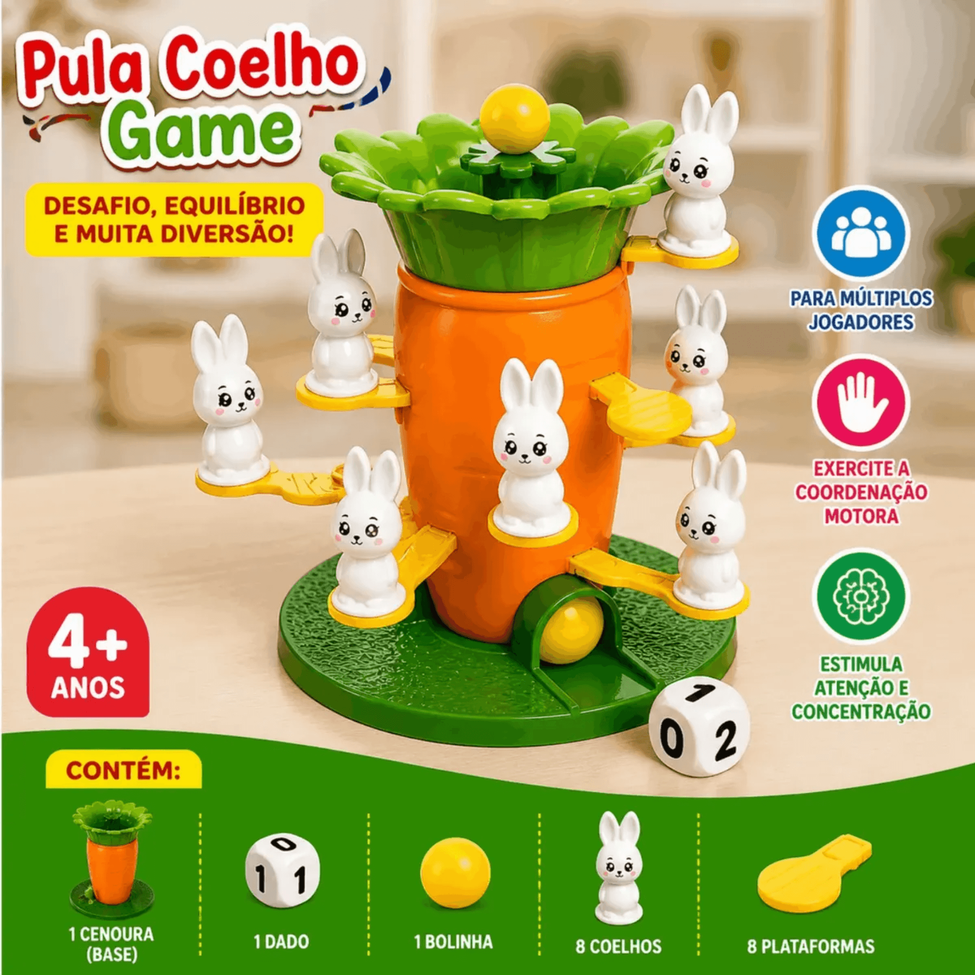 Jogo Pula Coelho Infantil Equilíbrio - Braskit 2403