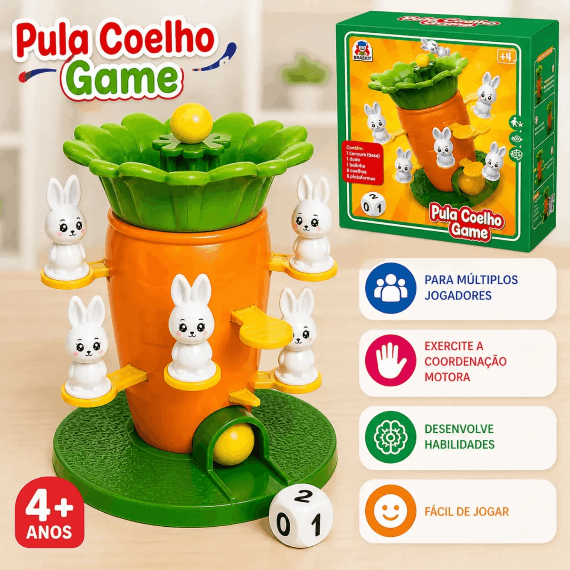 Jogo Pula Coelho Infantil Equilíbrio - Braskit 2403
