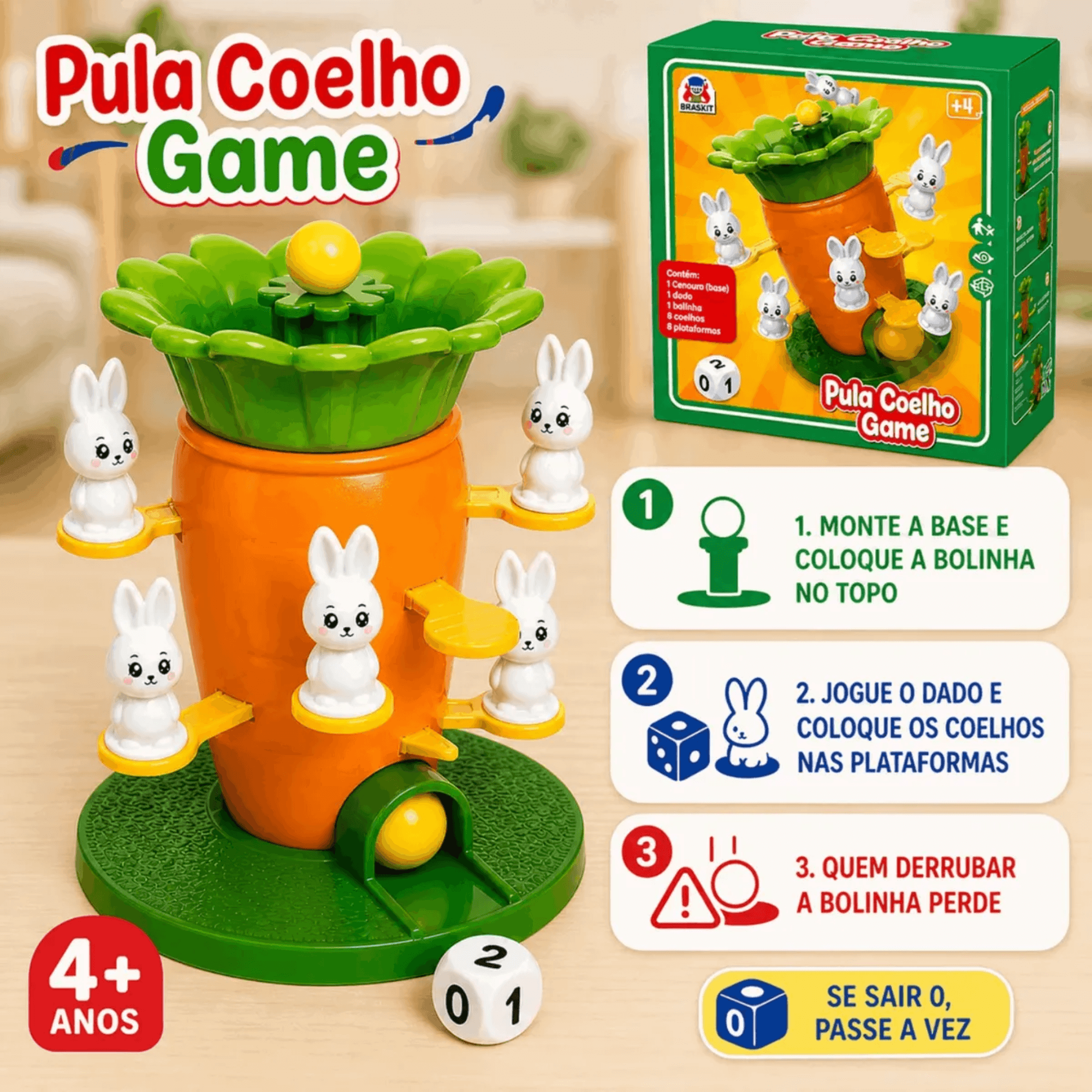 Jogo Pula Coelho Infantil Equilíbrio - Braskit 2403