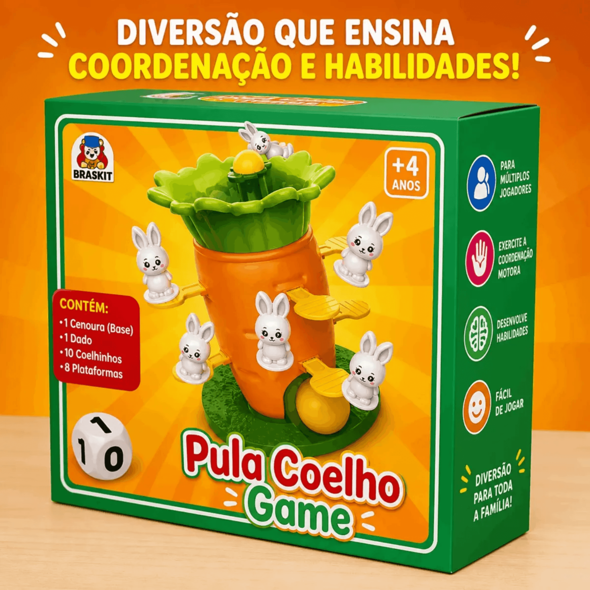 Jogo Pula Coelho Infantil Equilíbrio - Braskit 2403