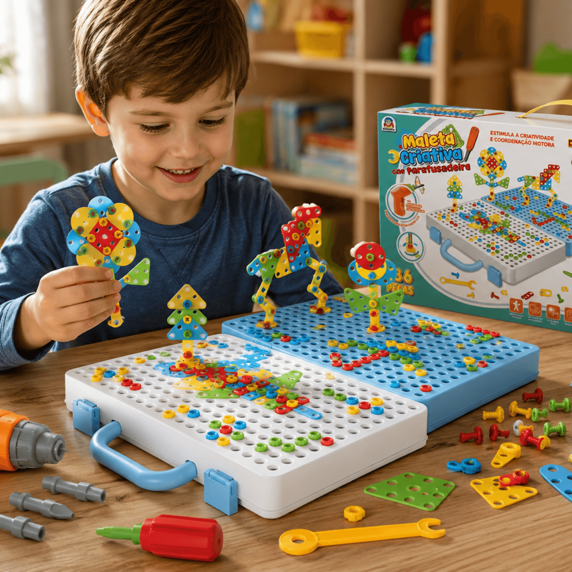 Maleta Criativa Infantil Com Parafusadeira - Braskit 3602