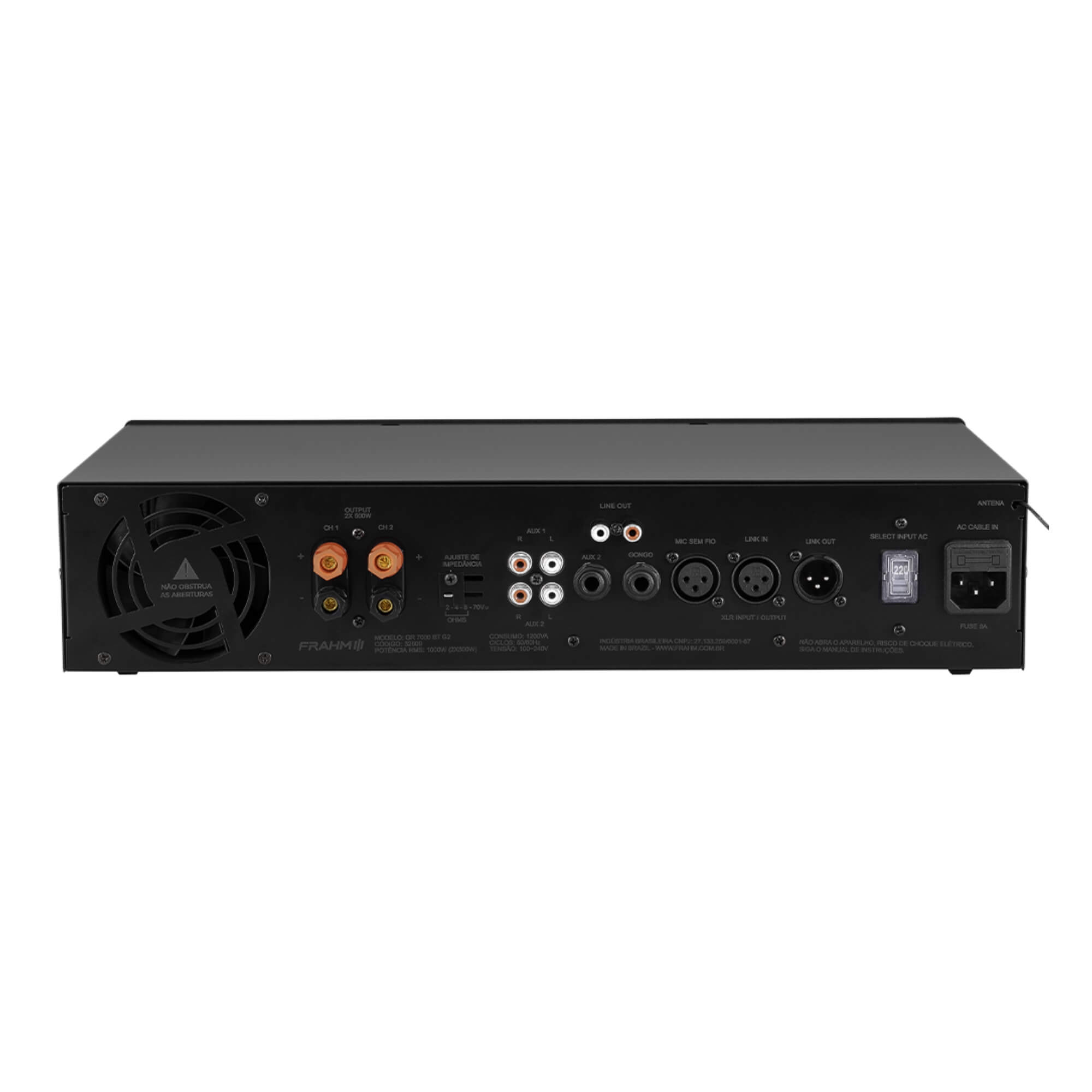 Amplificador GR 7000 BT G2 1000W (2 X 500W) RMS Classe D Frahm - 32609