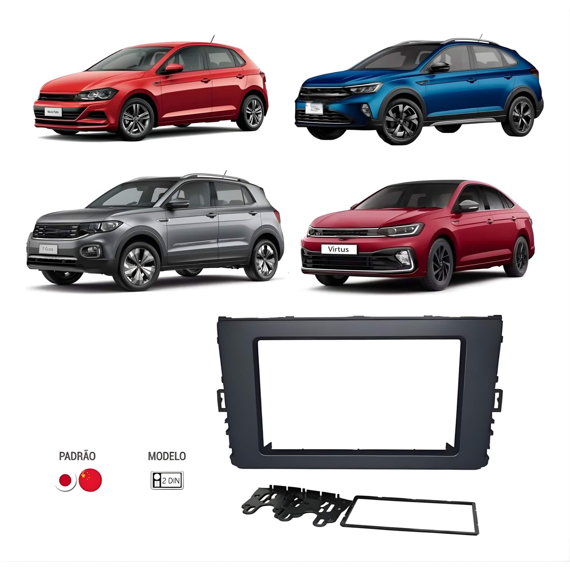 COMP Multimídia MP5 7 Polegadas HT-5023 + Câmera de Ré + Moldura T-Cross / Nivus / Polo / Virtus