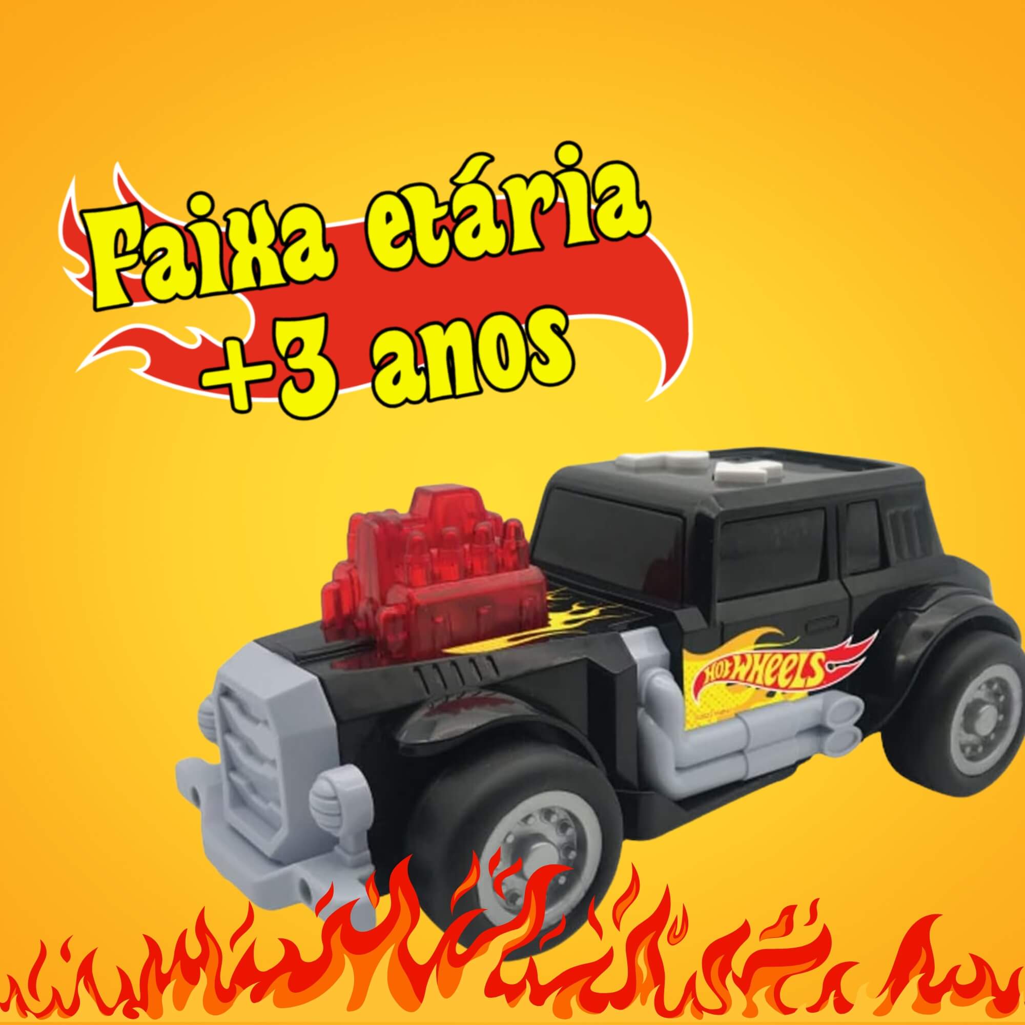 COMP Kit 2x Brinquedo Infantil Carrinho Hot Wheels com Luz e Som