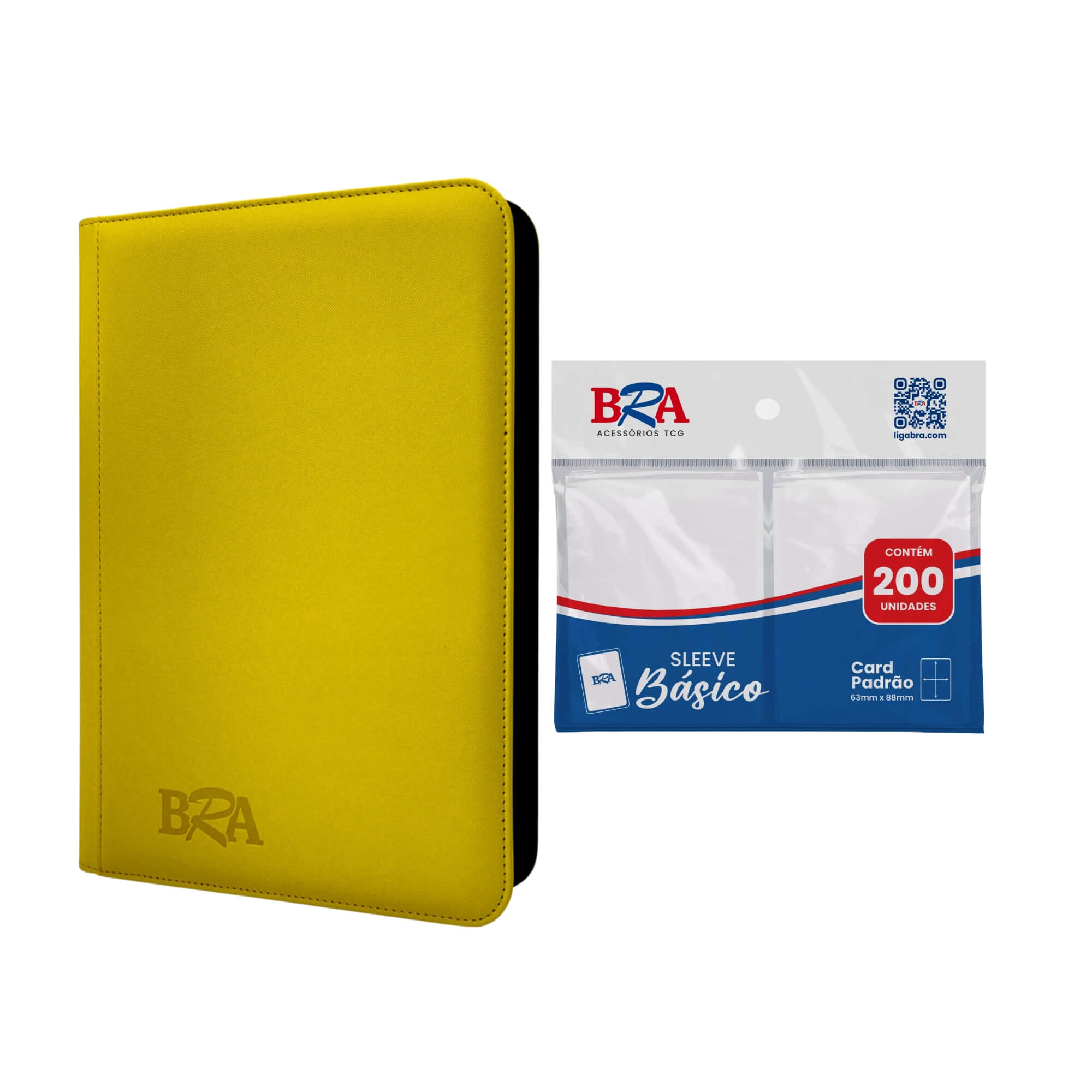 COMP Kit Pasta Premium 3x3 ME 2.5 20 Folhas + Sleeve Básico Transparente 200 Und. TCG Pokemon