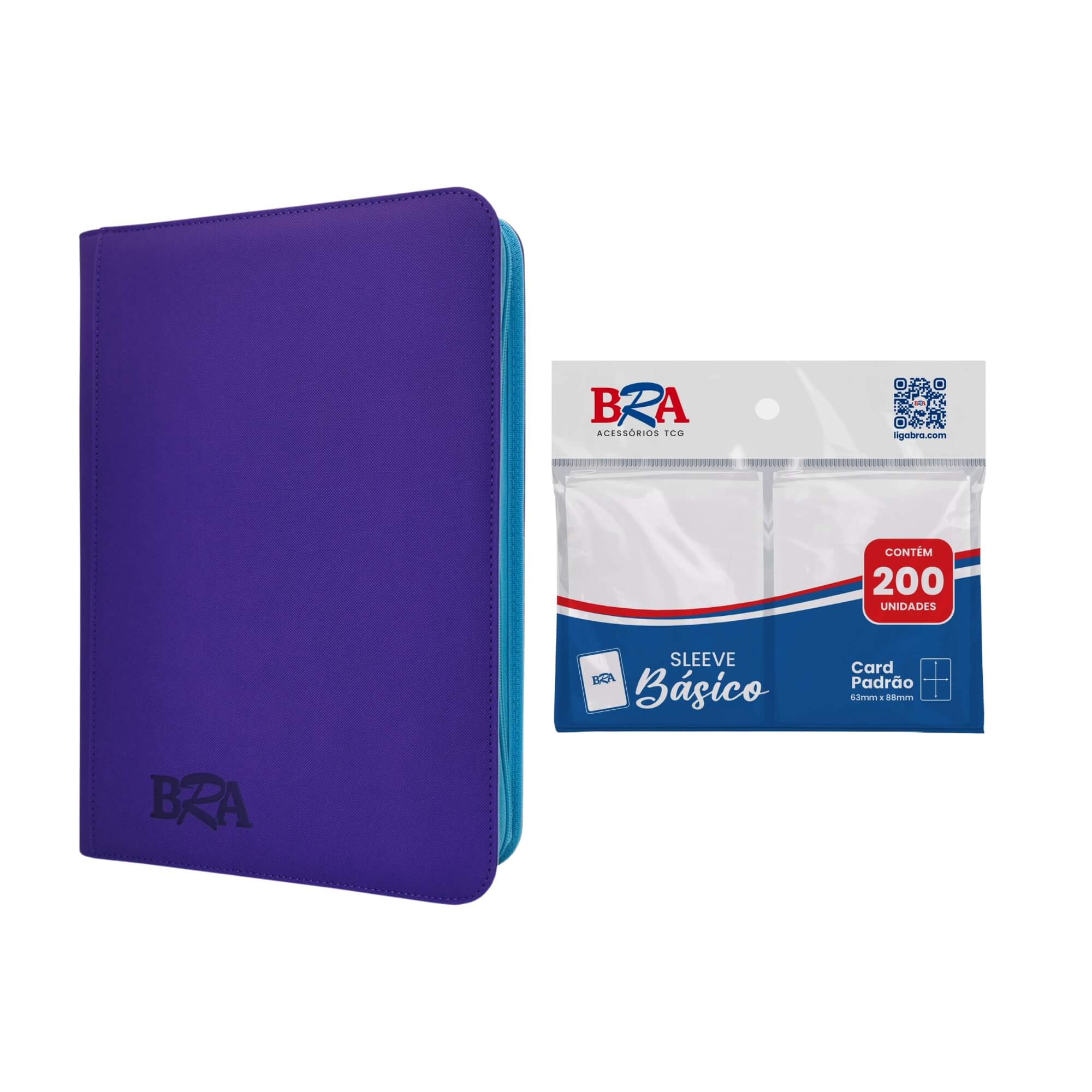 COMP Kit Pasta Premium 3x3 ME02 20 Folhas + Sleeve Básico Transparente 200 Und. TCG Pokemon