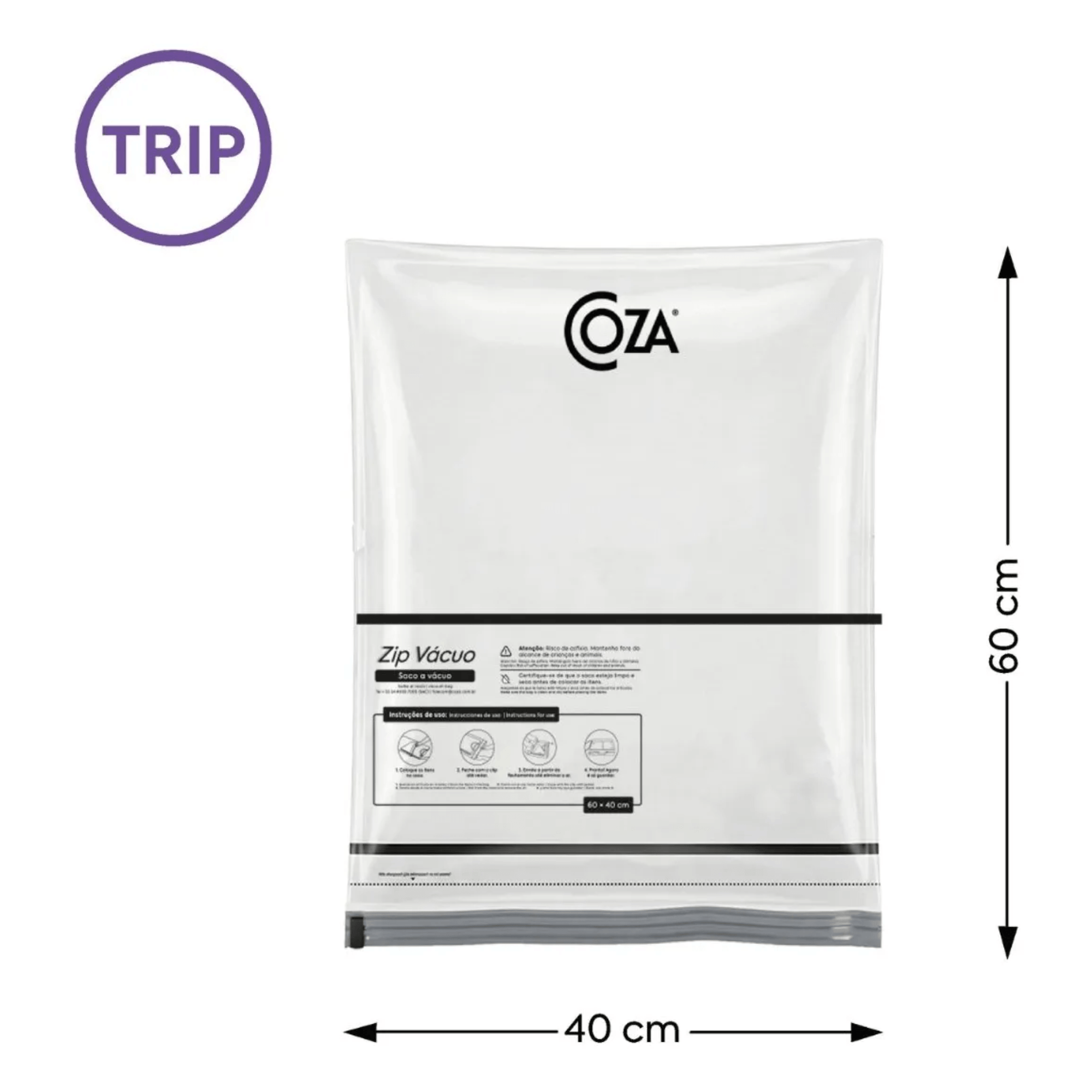 Saco A Vácuo Zip Vácuo Trip - 60X40 cm Brinox - 30280/3001
