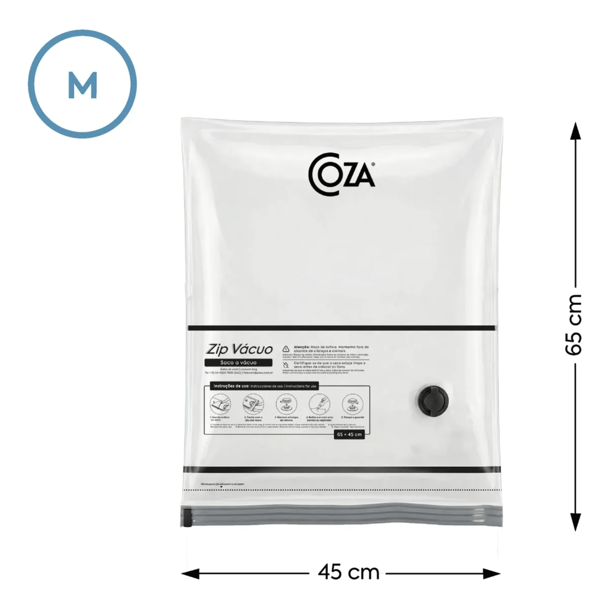 Saco A Vácuo Zip Vácuo M - 65X45 cm Brinox - 30281/3001