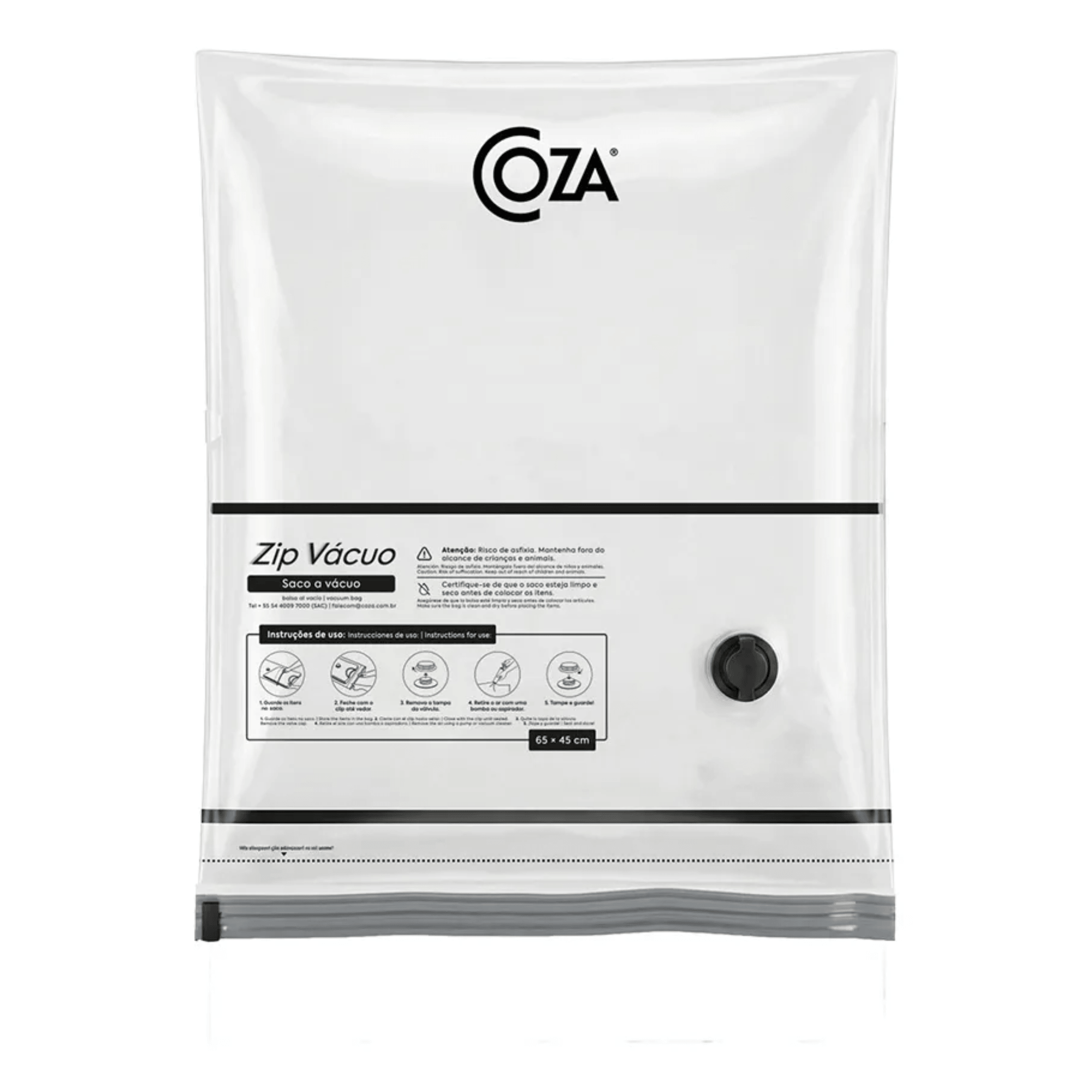 Saco A Vácuo Zip Vácuo M - 65X45 cm Brinox - 30281/3001