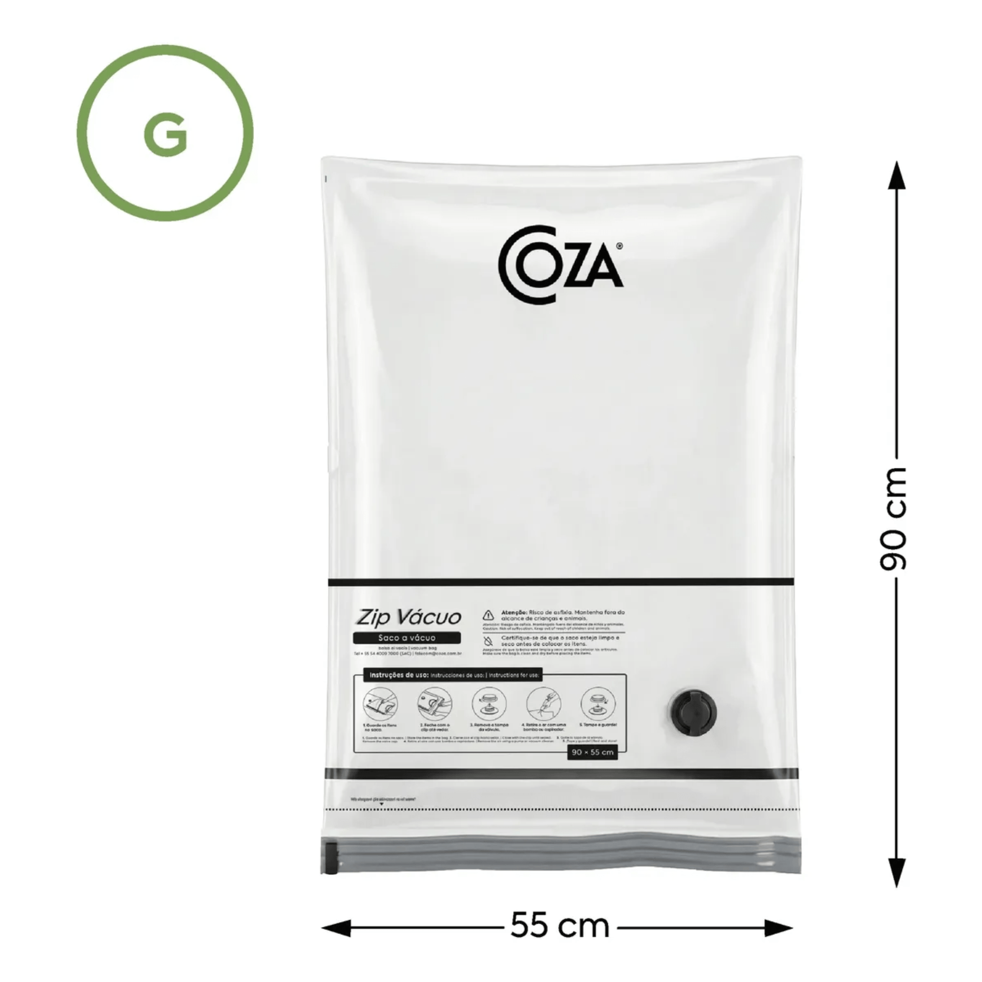 Saco A Vácuo Zip Vácuo G - 90x55 cm Brinox - 30282/3001