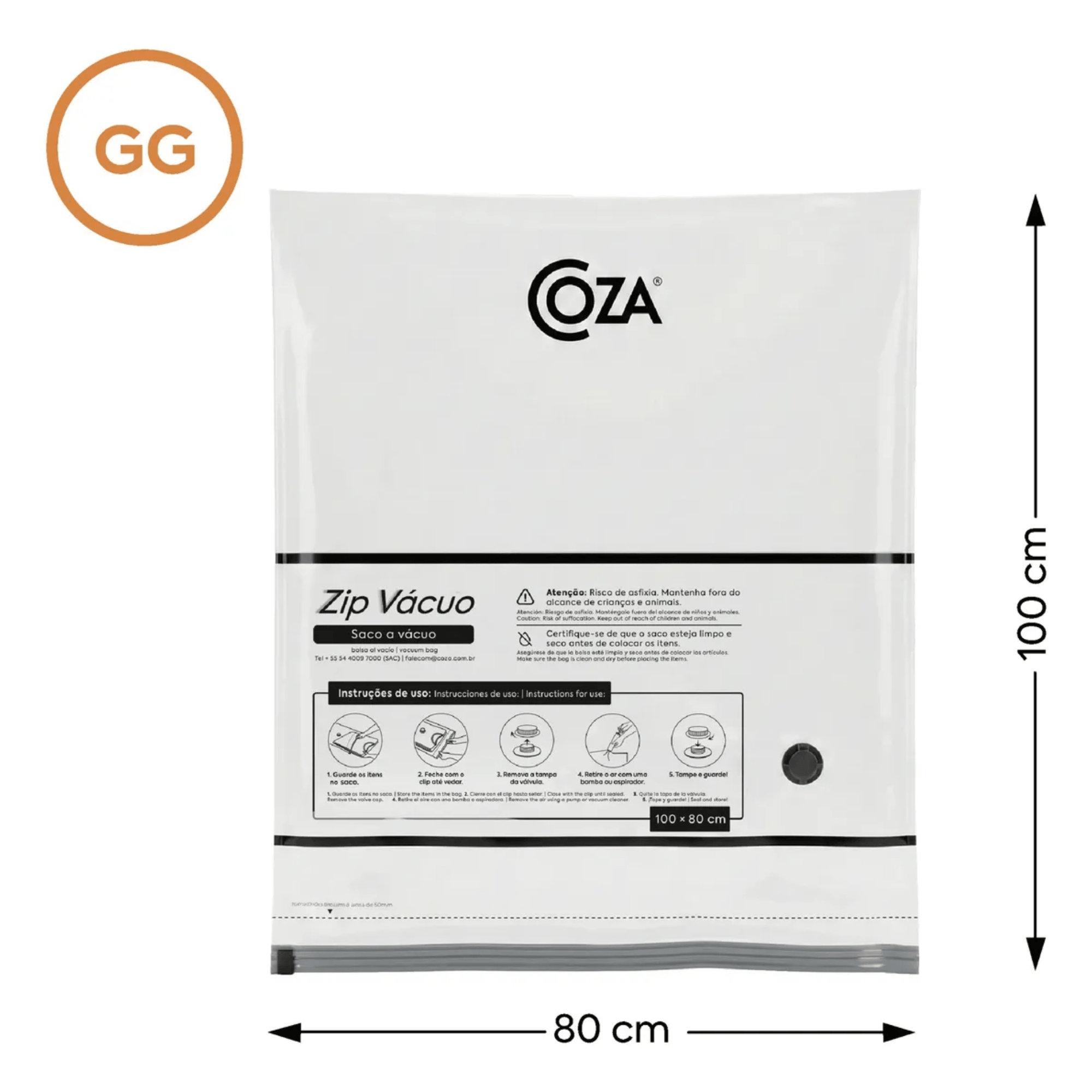 Saco A Vácuo Zip Vácuo GG - 100x80 cm Brinox - 30283/3001
