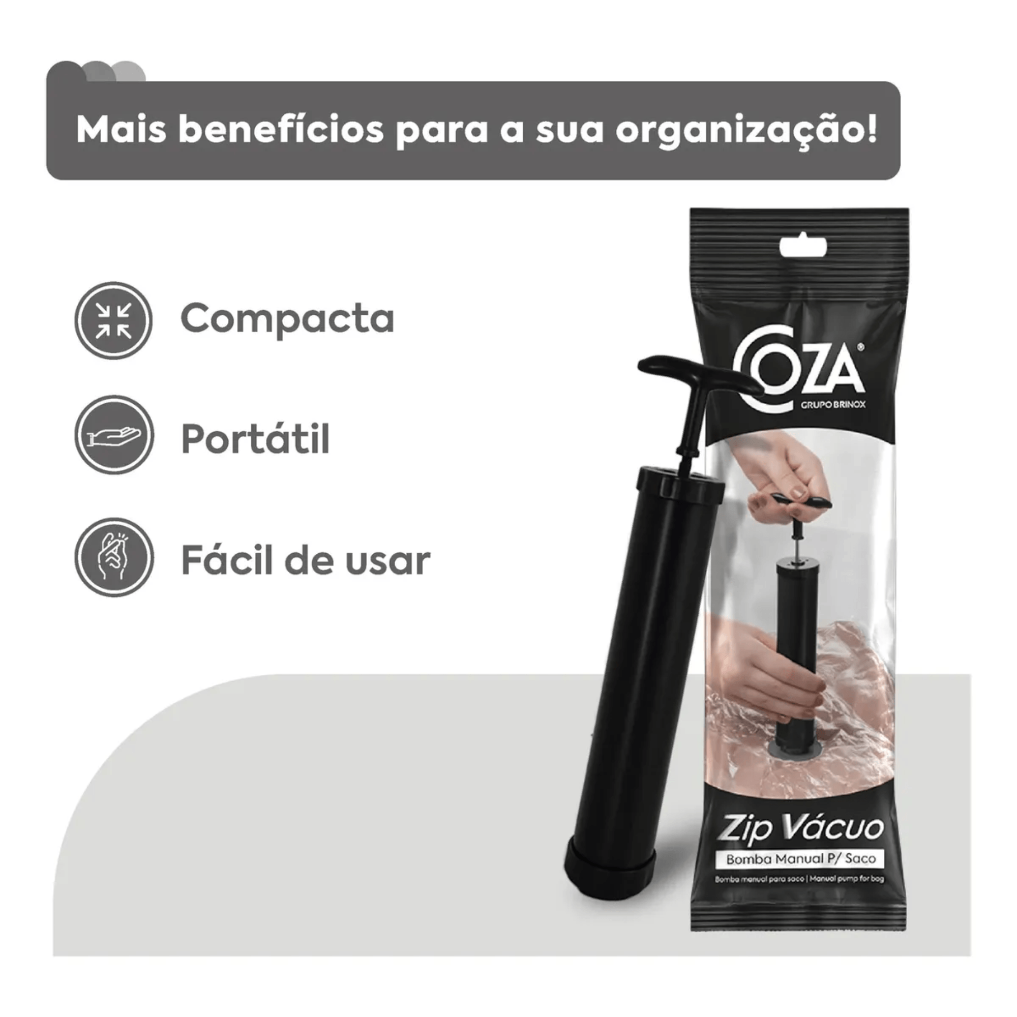 Bomba Manual Para Saco à Vácuo Zip Vácuo Brinox - 30285/3001