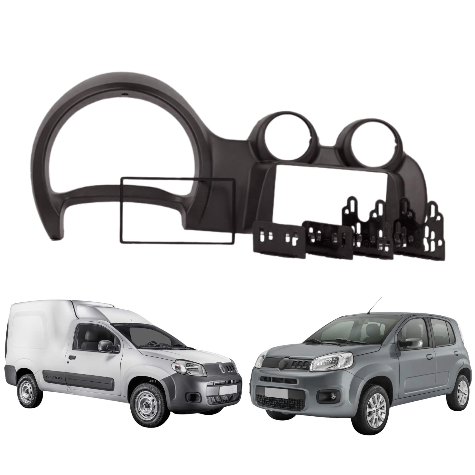 Moldura 2Din Preta Uno/Vivace A partir de 2014 Nova Fiorino 2015/2021 Padrão JP/CH Expex - EPX 430