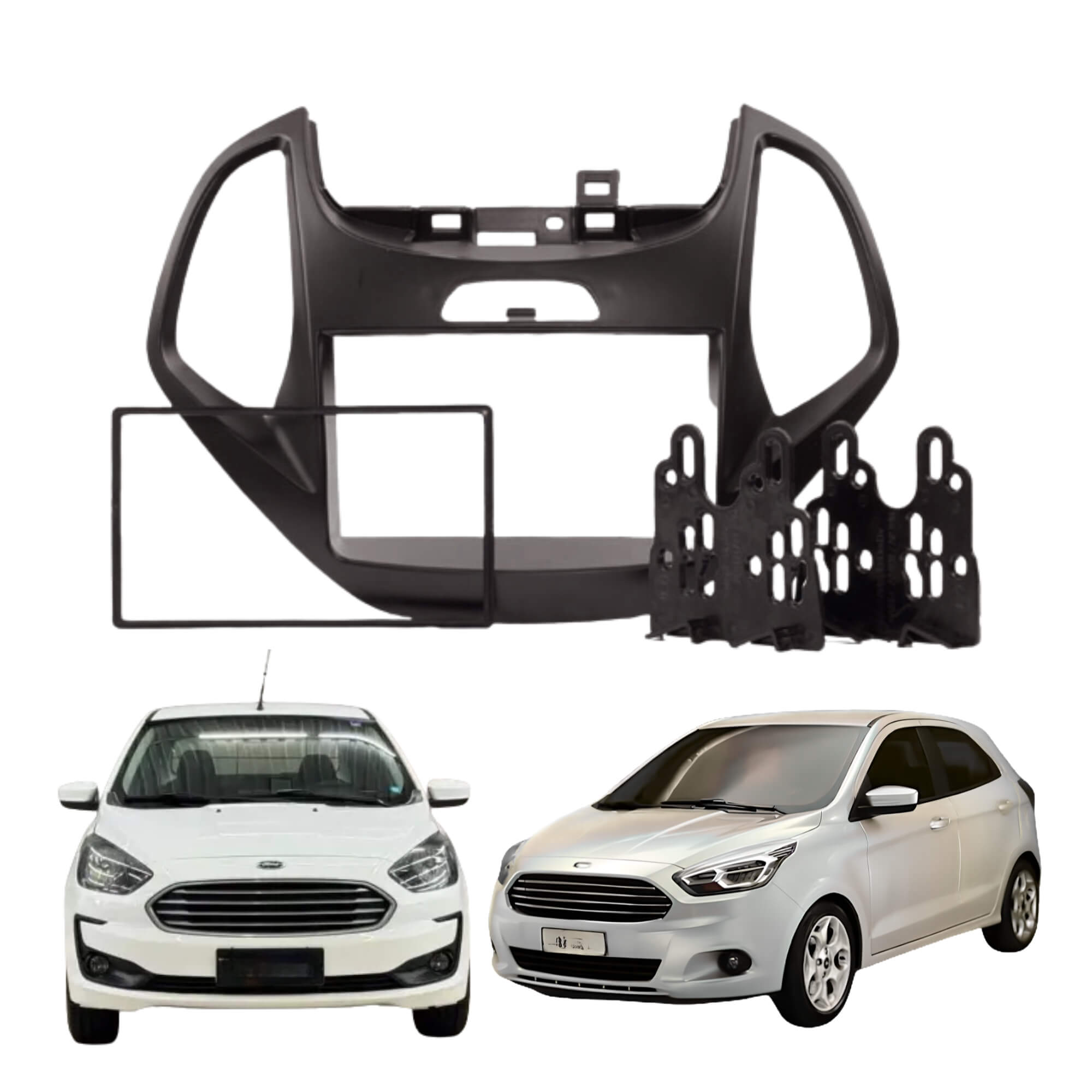 Moldura 2Din Preta KA/KA+ (Plus) 2014/2017 Padrão JP/CH Expex -  EPX 318