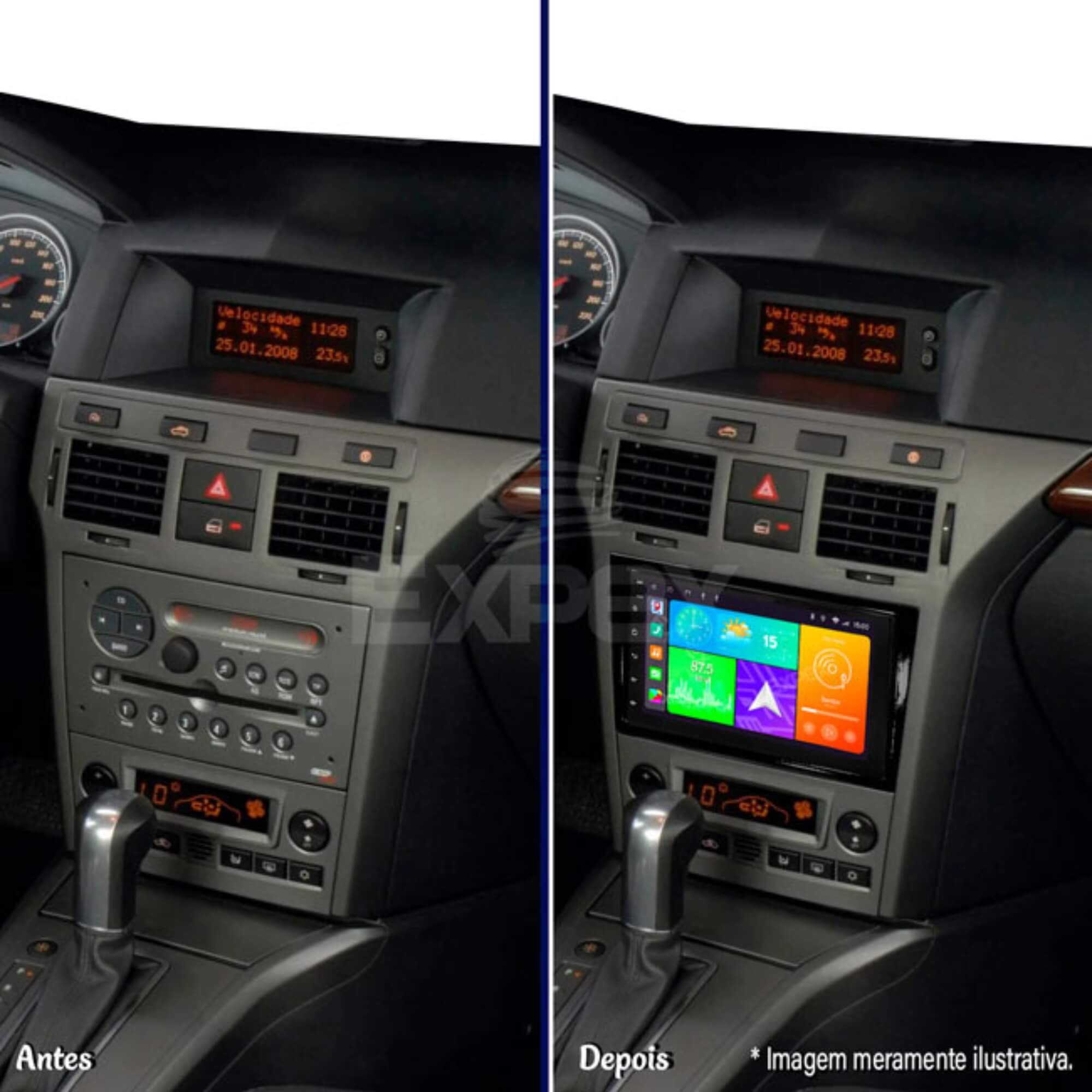 Moldura 2Din Black Piano Corsa/Montana/Meriva/Vectra Padrão JP/CH Expex - EPX 403