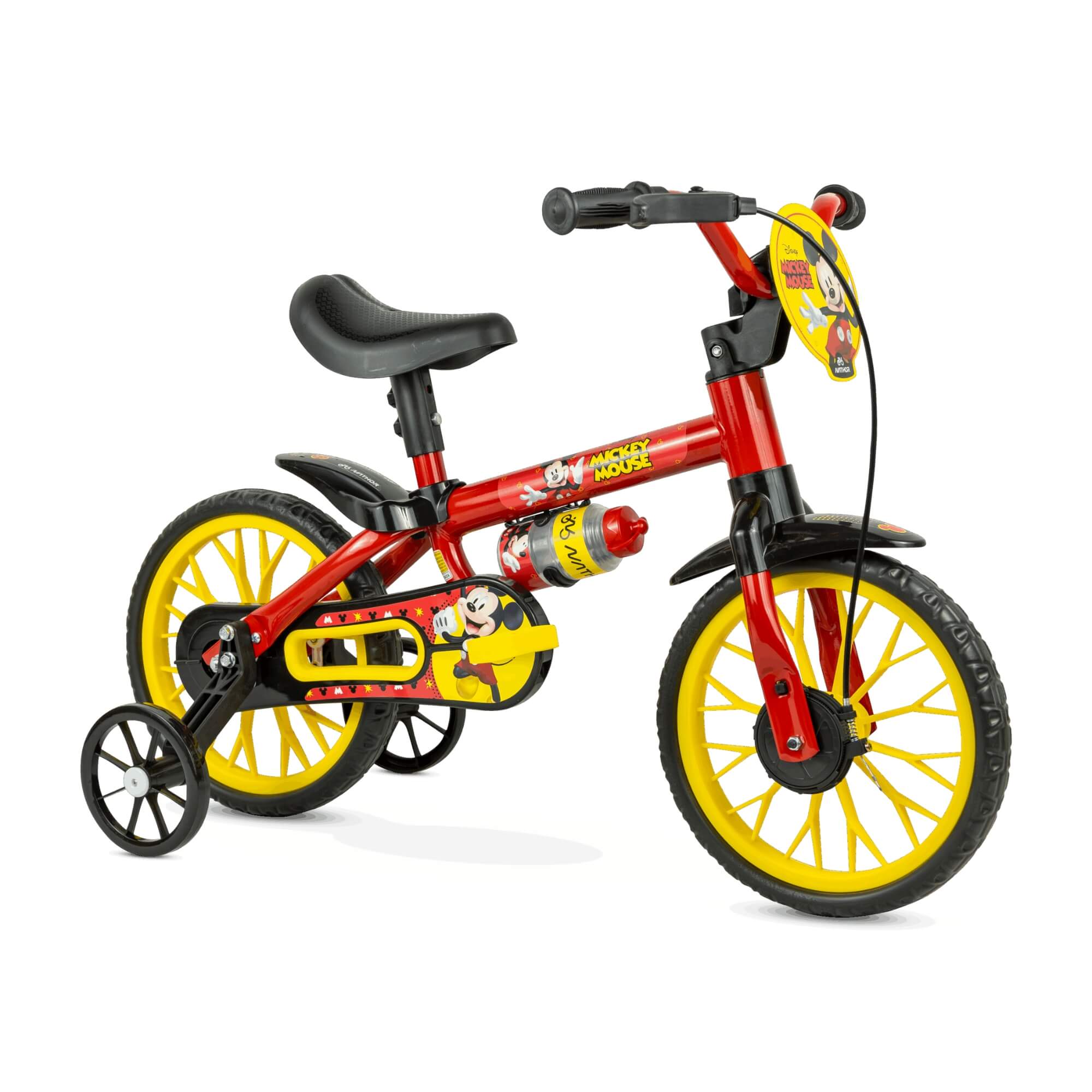COMP Kit Bicicleta Infantil Aro 12" Mickey Nathor + Camiseta UV +50 Mickey