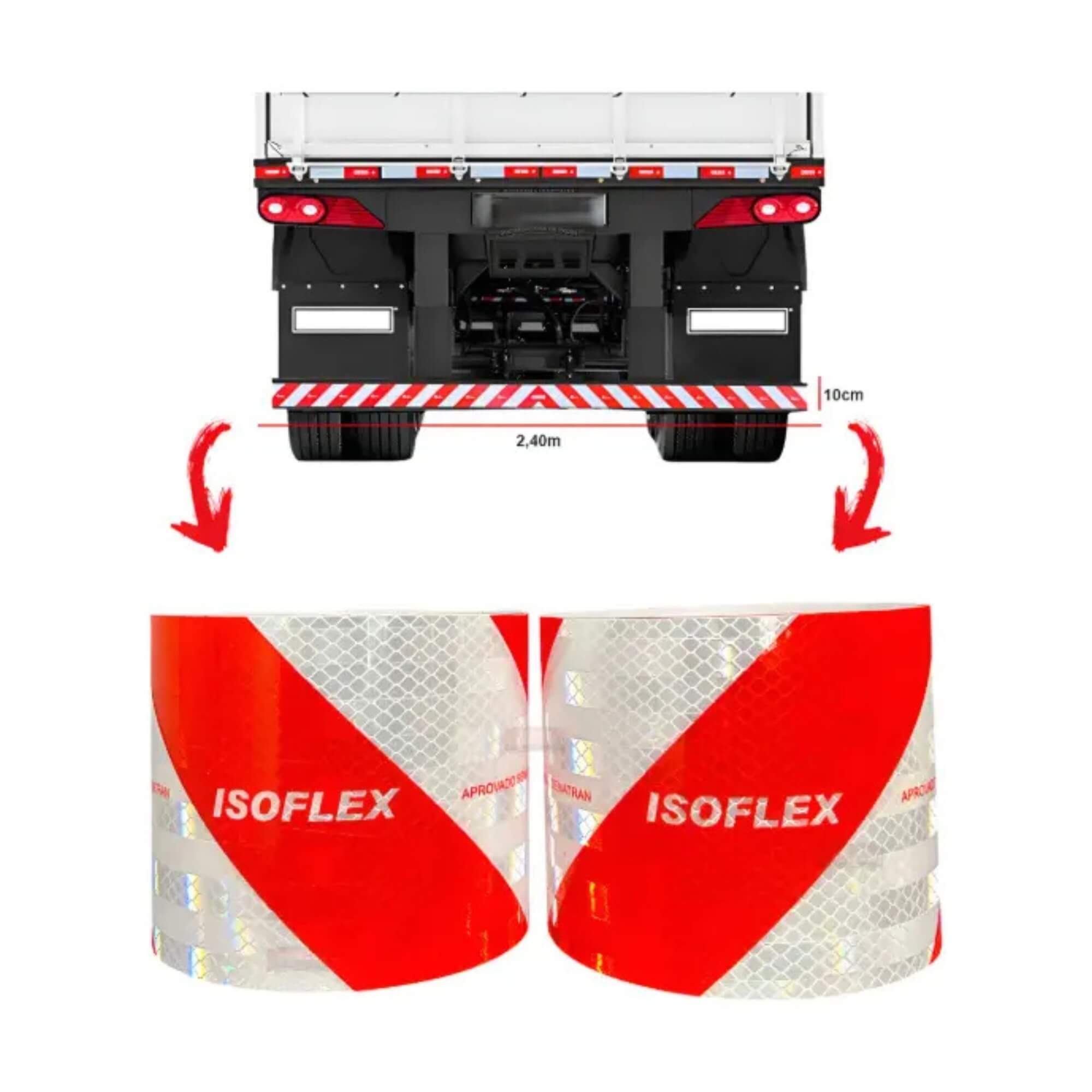 Faixa Refletiva Para-choque LD/LE (10cm X 2,40m) Vermelha Isoflex - FIR0002