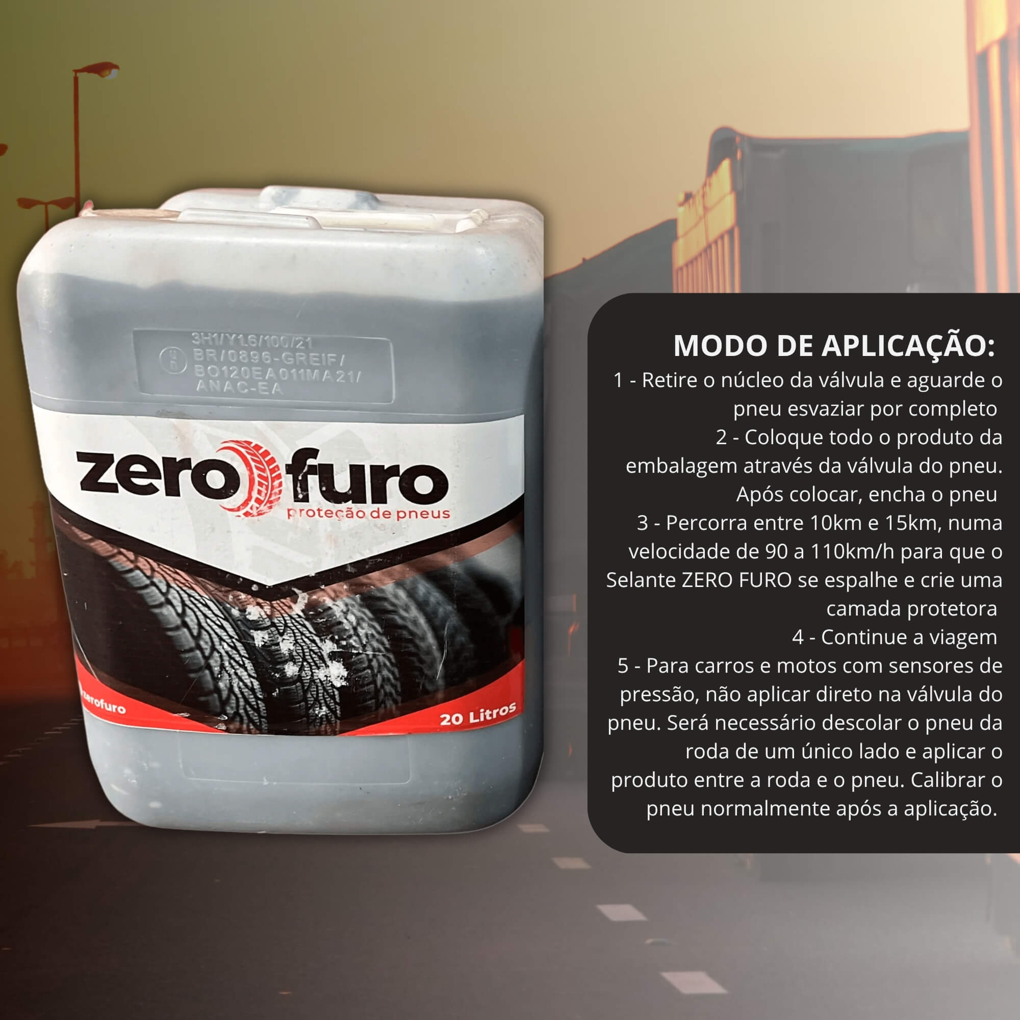 Galão Selante para Pneu 20L (Frota Pesada) Zero Furo - ZF20000G
