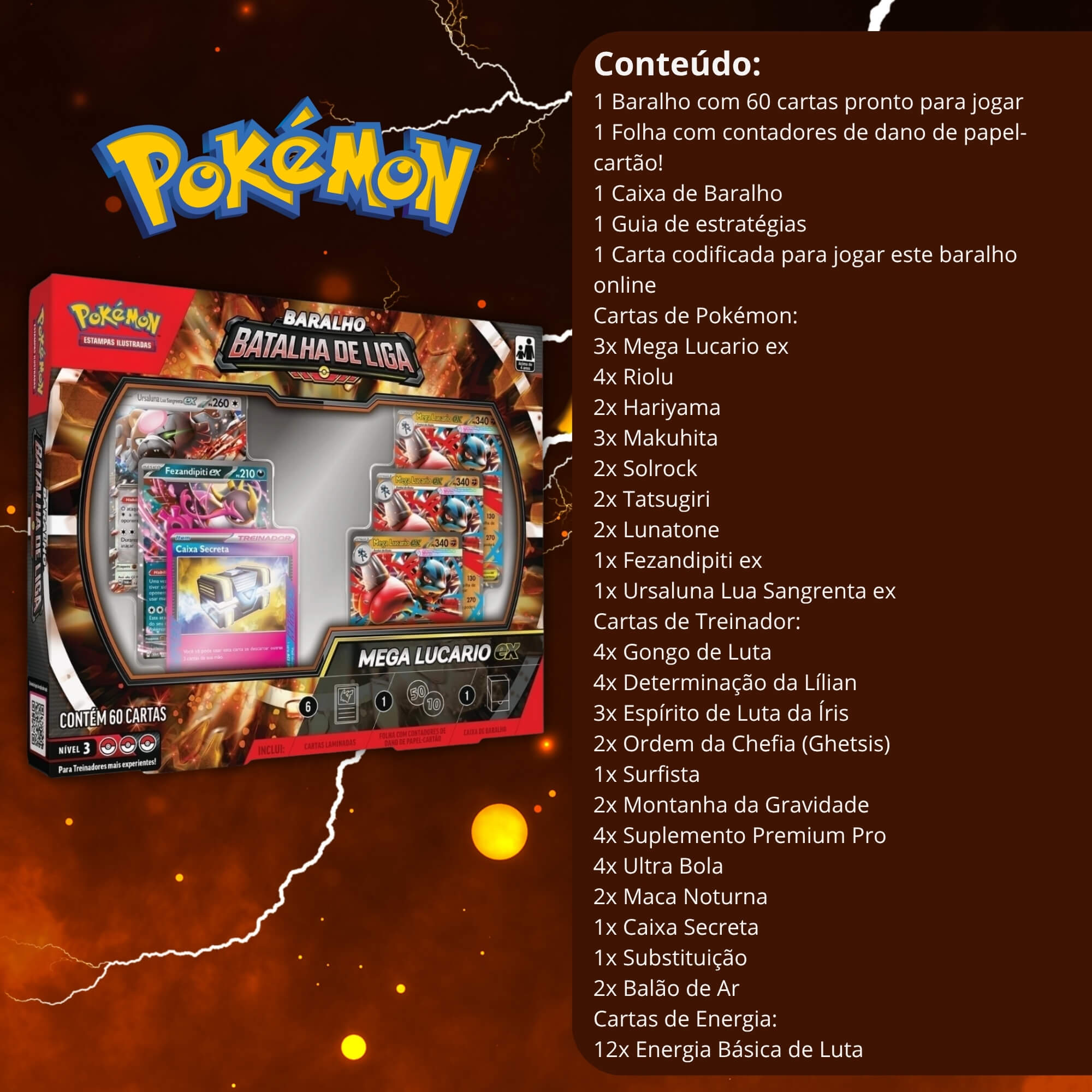 Baralho Batalha de Liga Pokemon Mega Lucario Ex Copag - 37268