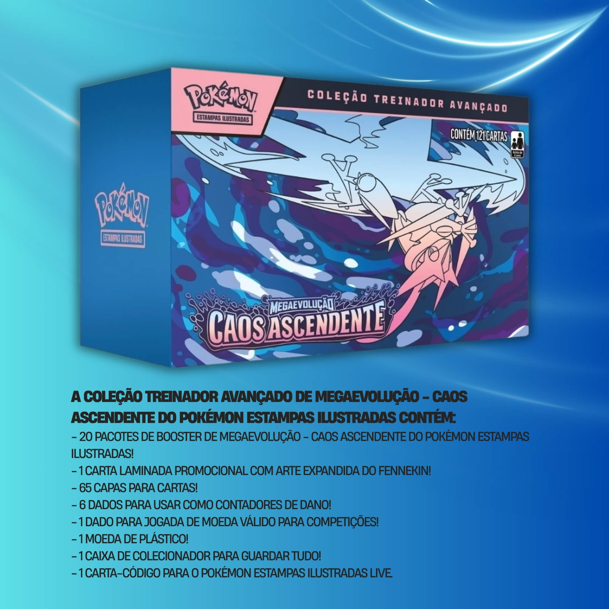 Box Pokemon Coleção Treinador Avançado ME04 Caos Ascendente Copag - 36948
