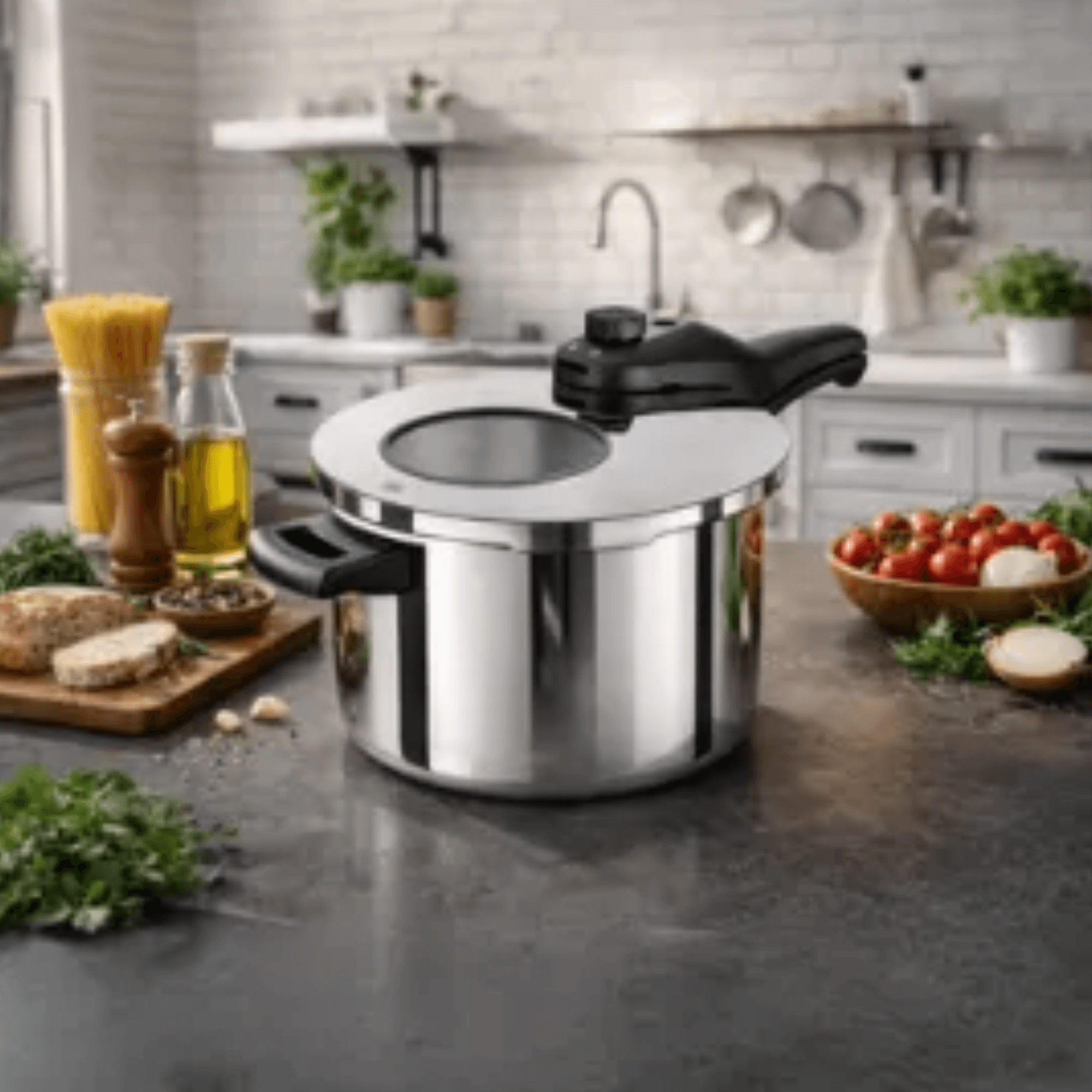 Panela De Pressão Inox Com Visor MTA N22 / 4,5L - Fundo Triplo Para Indução MTA - 6010