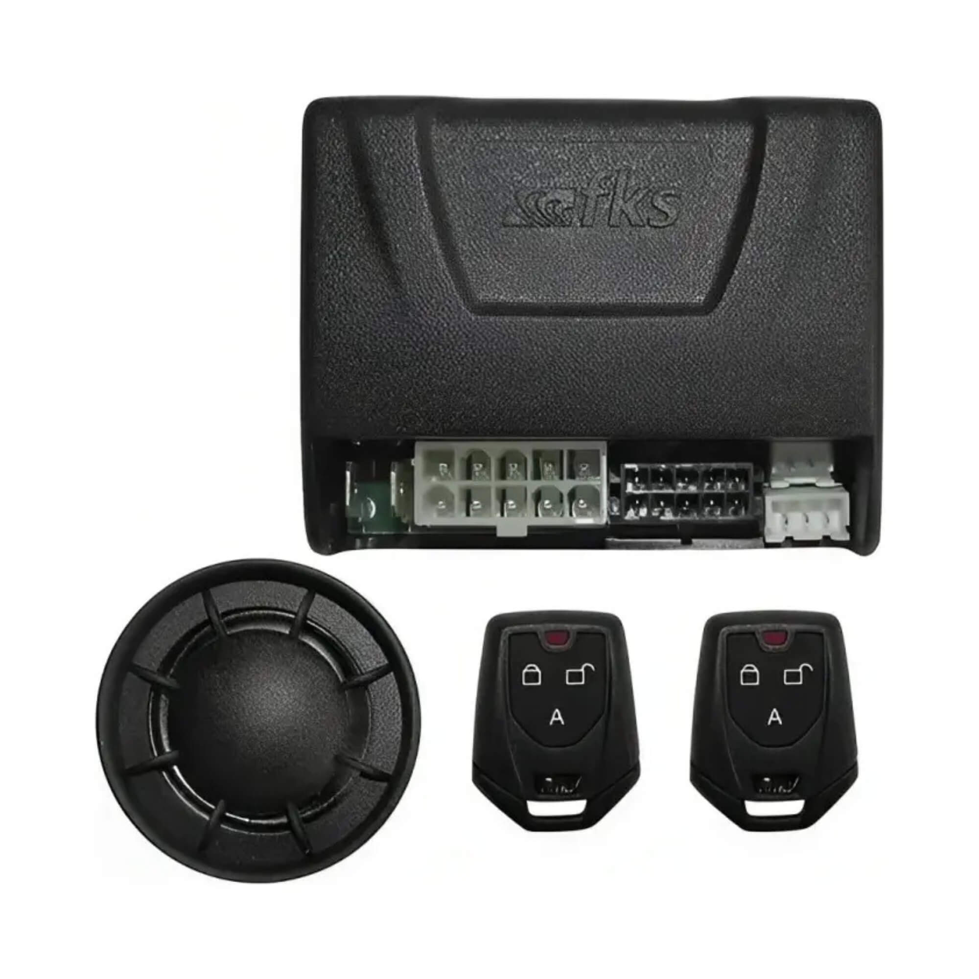 COMP Kit Alarme Automotivo Universal sem Bloqueio FK902 SB + Kit Trava Elétrica 4 Portas