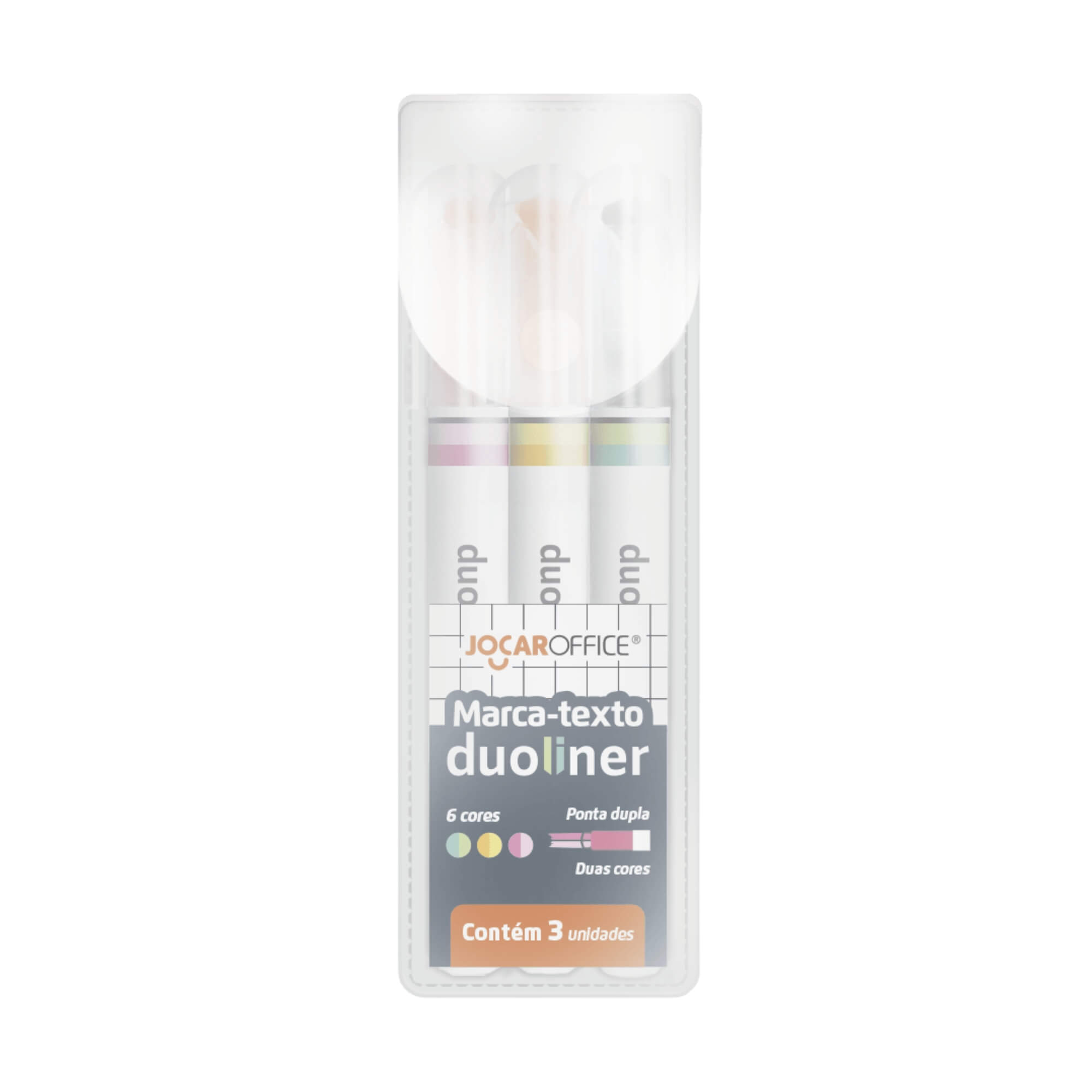 Canetas Marca Texto Duoliner Estojo 3 Cores Ponta Dupla Jocar Office Leonora - 10146