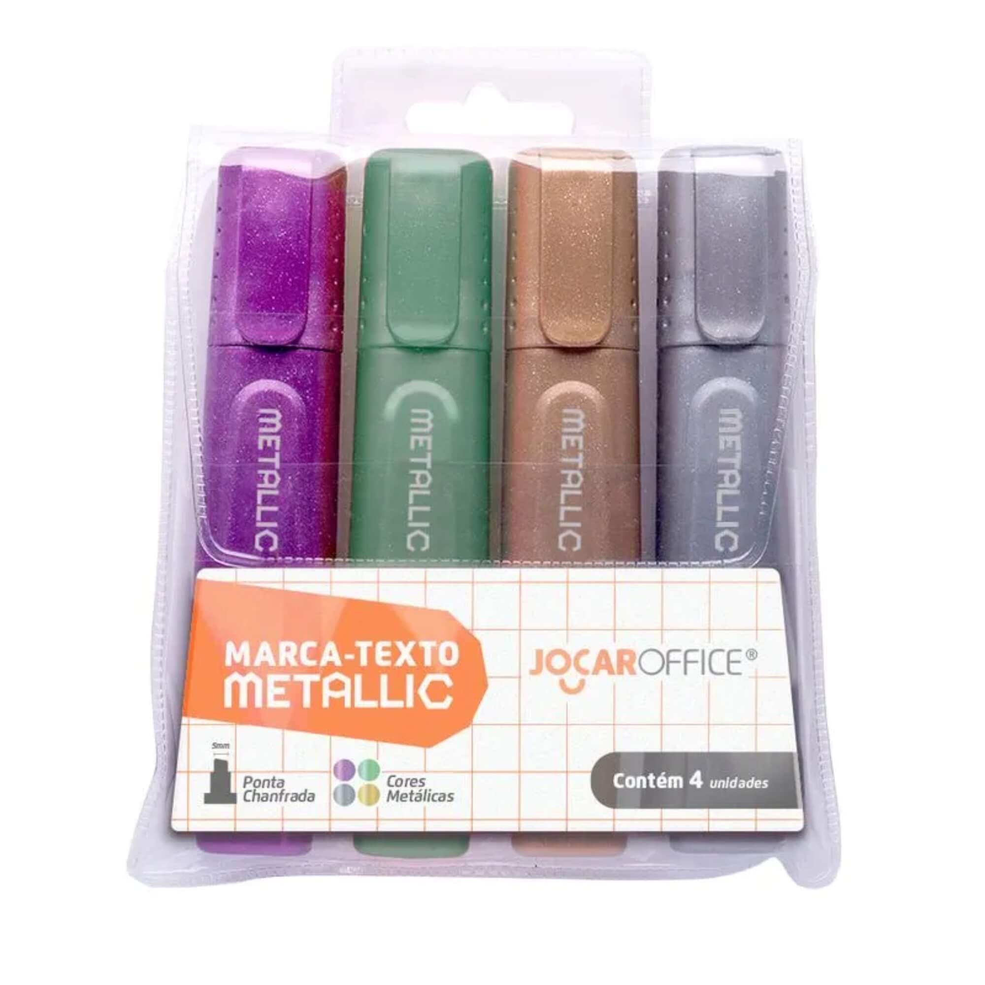 Marca Texto Metálico Estojo Com 4 Cores Metallic Jocar Office Leonora - 94141