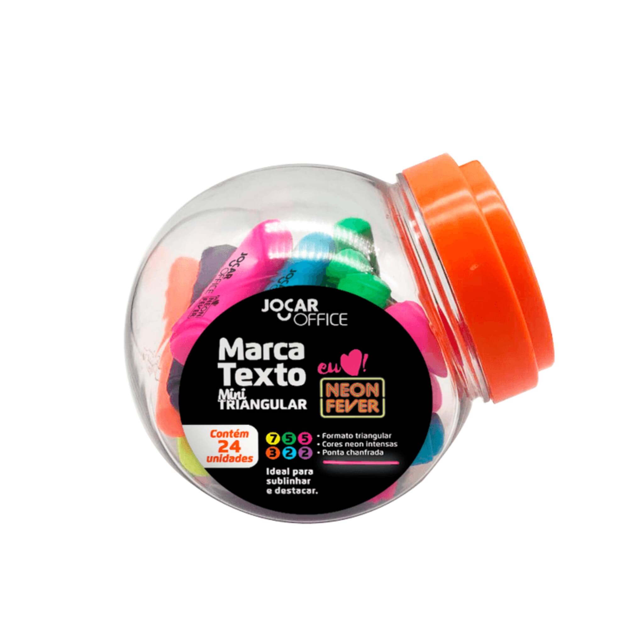 Marca Texto Mini Triangular Pote Com 24 Unidades - Jocar Office Leonora - 96144