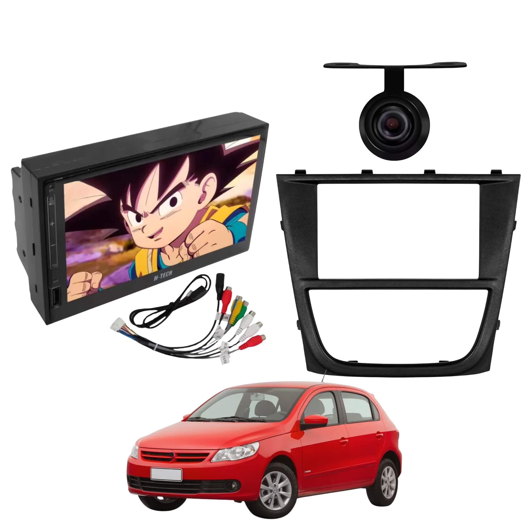 COMP Kit Multimídia Gol G5 ht-7030CA H-Tech + Moldura 2din + Câmera de Ré
