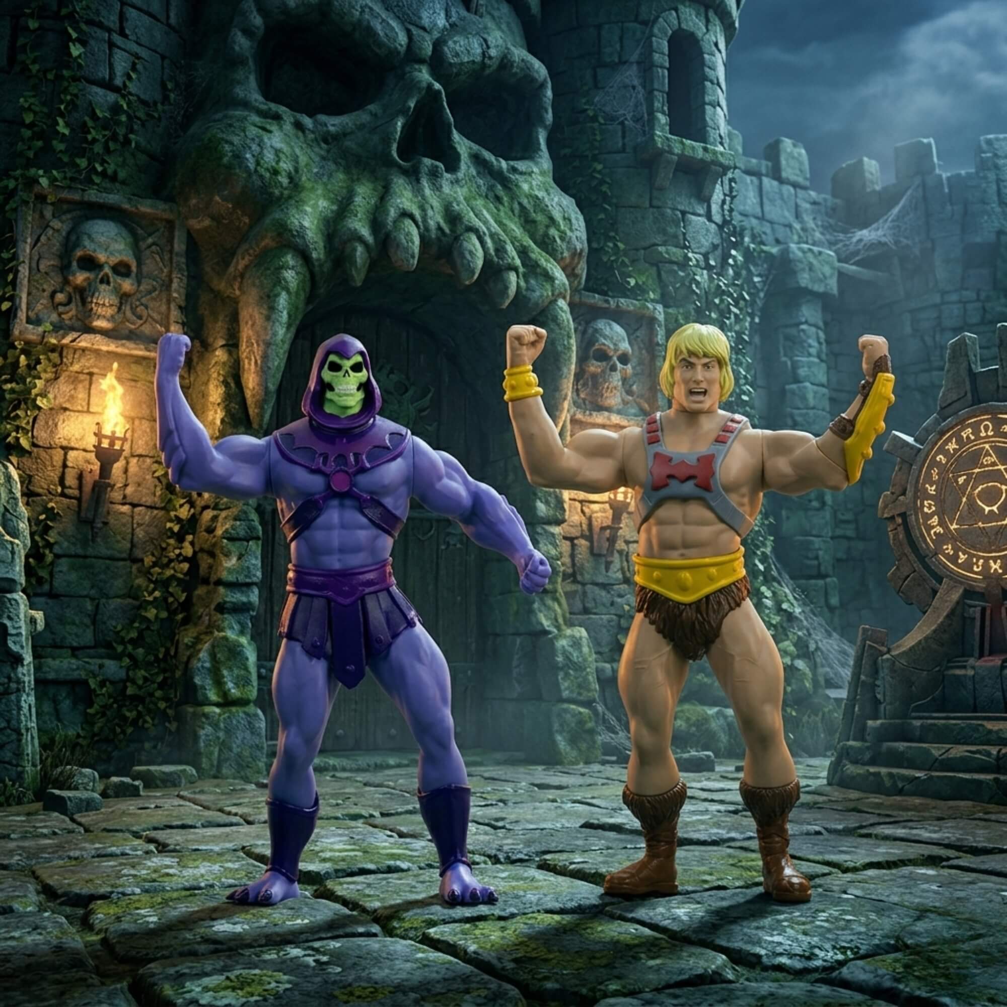 COMP Kit Bonecos Articulados He-Man e Esqueleto - Mestres do Universo Mimo Toys