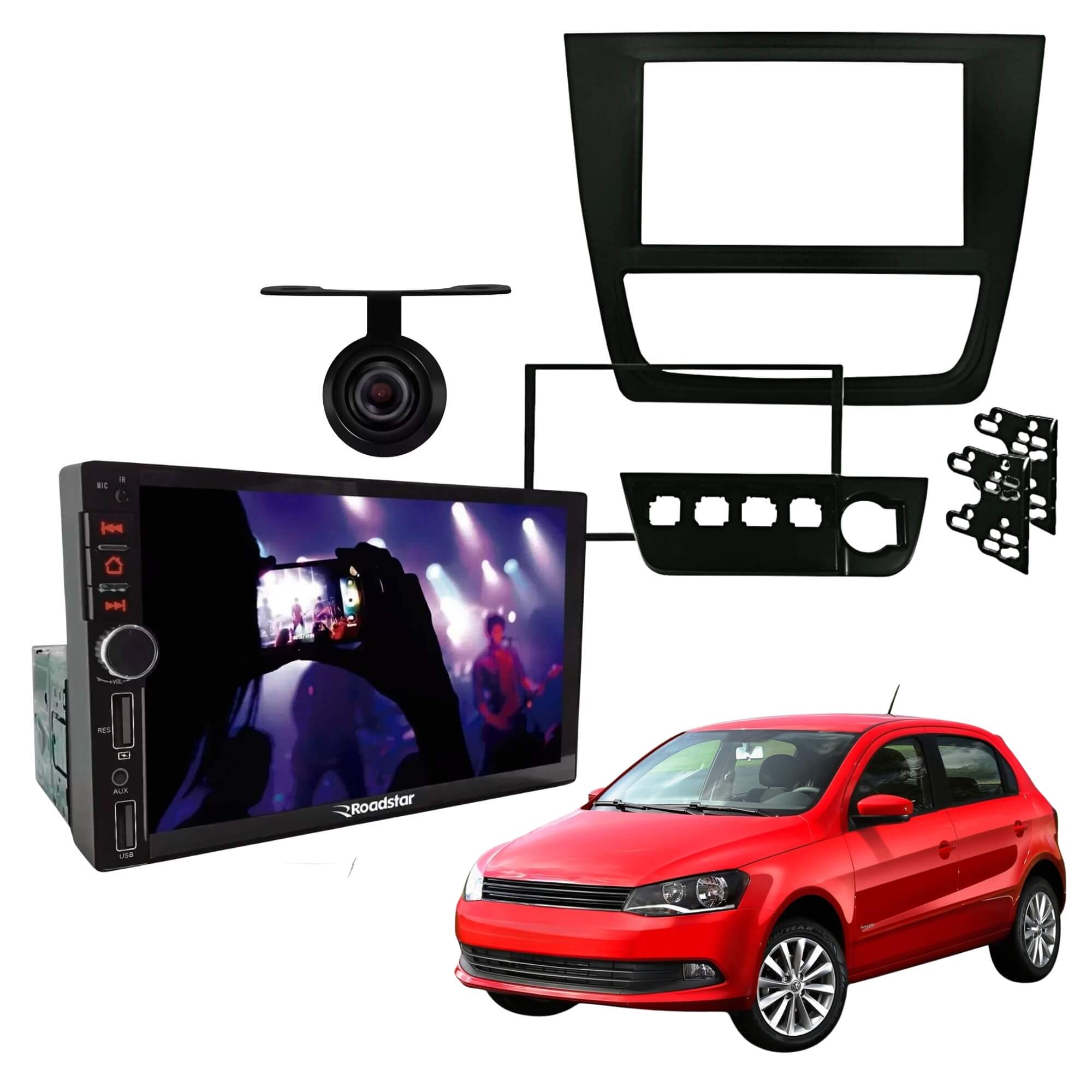 VAR Kit Multimídia MP5 RS401BR MI Roadstar + Moldura + Câmera de Ré (Escolha o modelo) Modelo de Carro:Gol G6