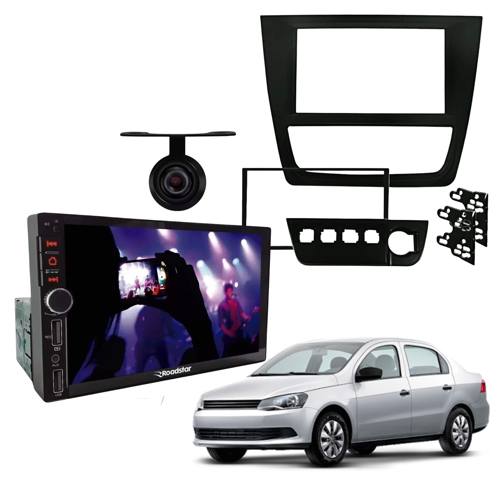 VAR Kit Multimídia MP5 RS401BR MI Roadstar + Moldura + Câmera de Ré (Escolha o modelo) Modelo de Carro:Voyage G6