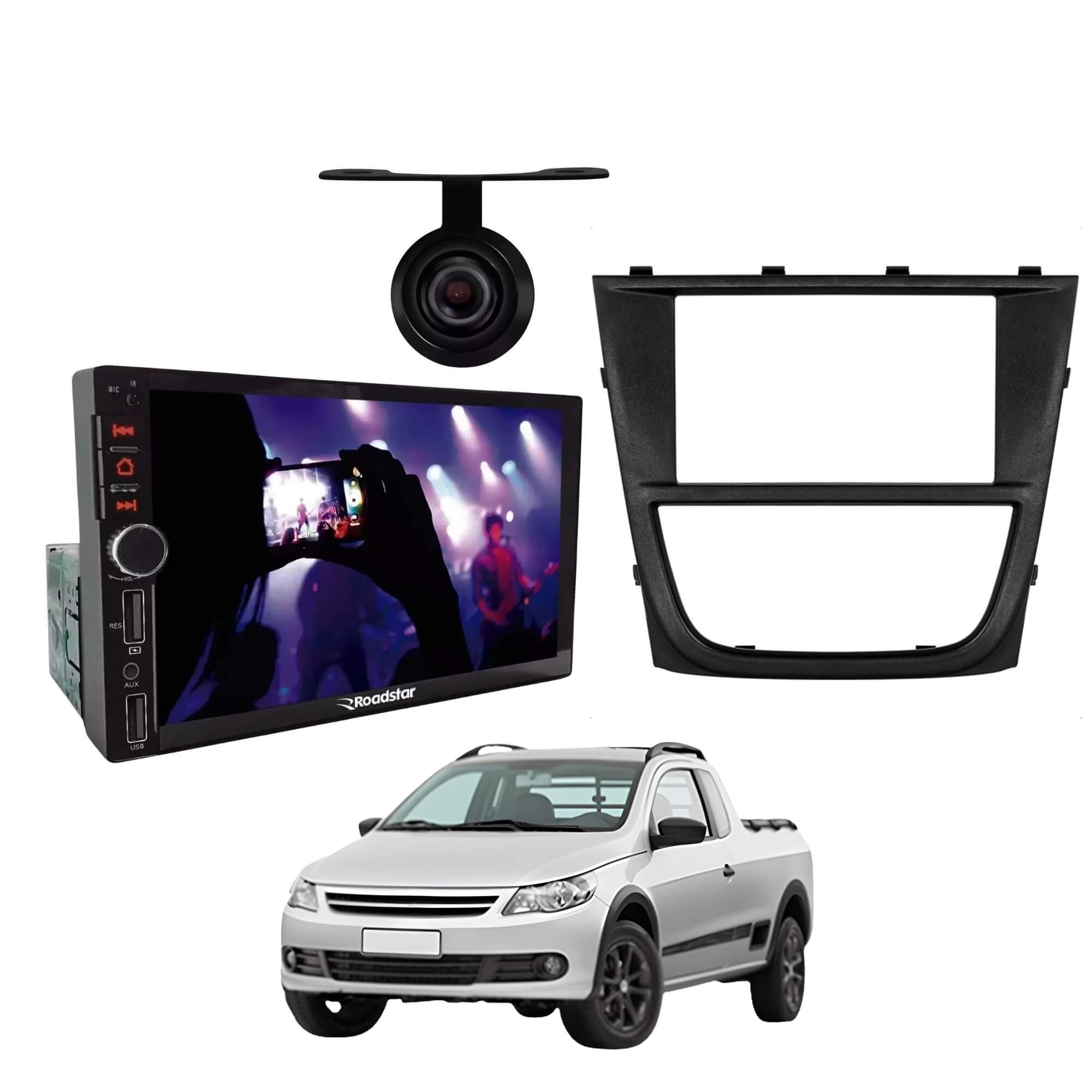 VAR Kit Multimídia MP5 RS401BR MI Roadstar + Moldura + Câmera de Ré (Escolha o modelo) Modelo de Carro:Saveiro G5